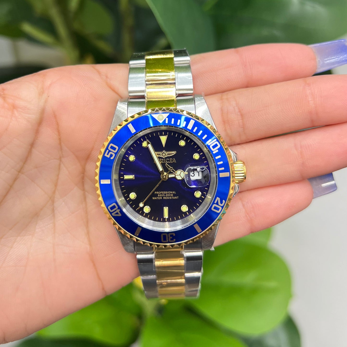 R32- NEW Pro Diver Silver, Gold & Blue Invicta Men's Watch 40mm W.G