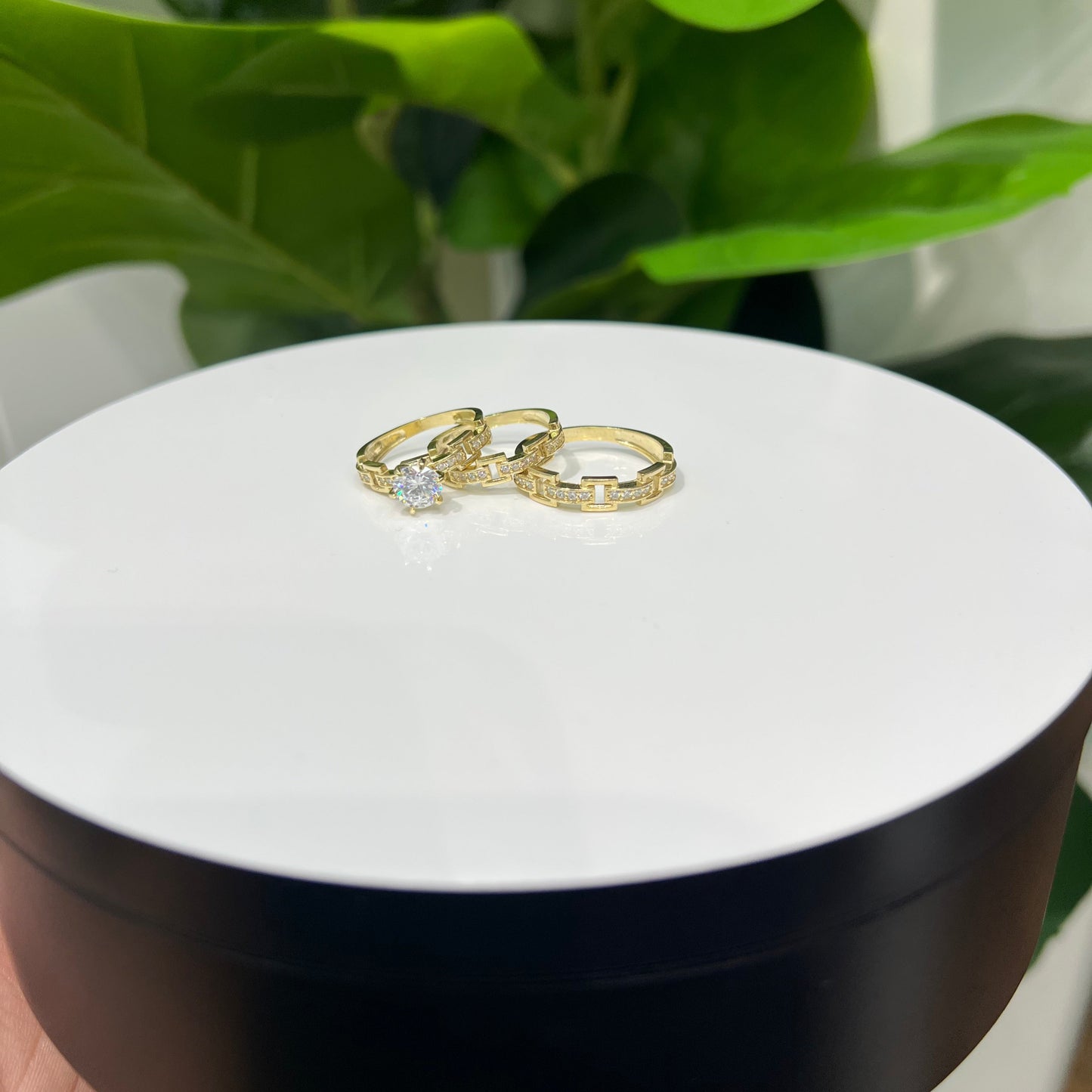 1273-NEW 10k Trio Wedding Ring Set W.G