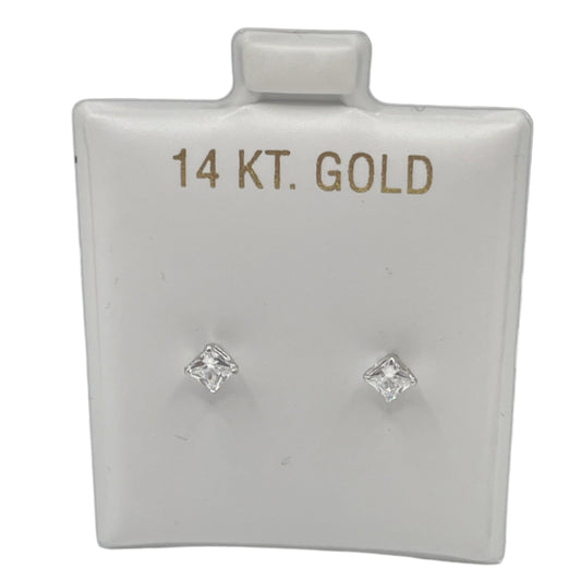 593- New 14k Square Stud Earrings (3MM) W.G