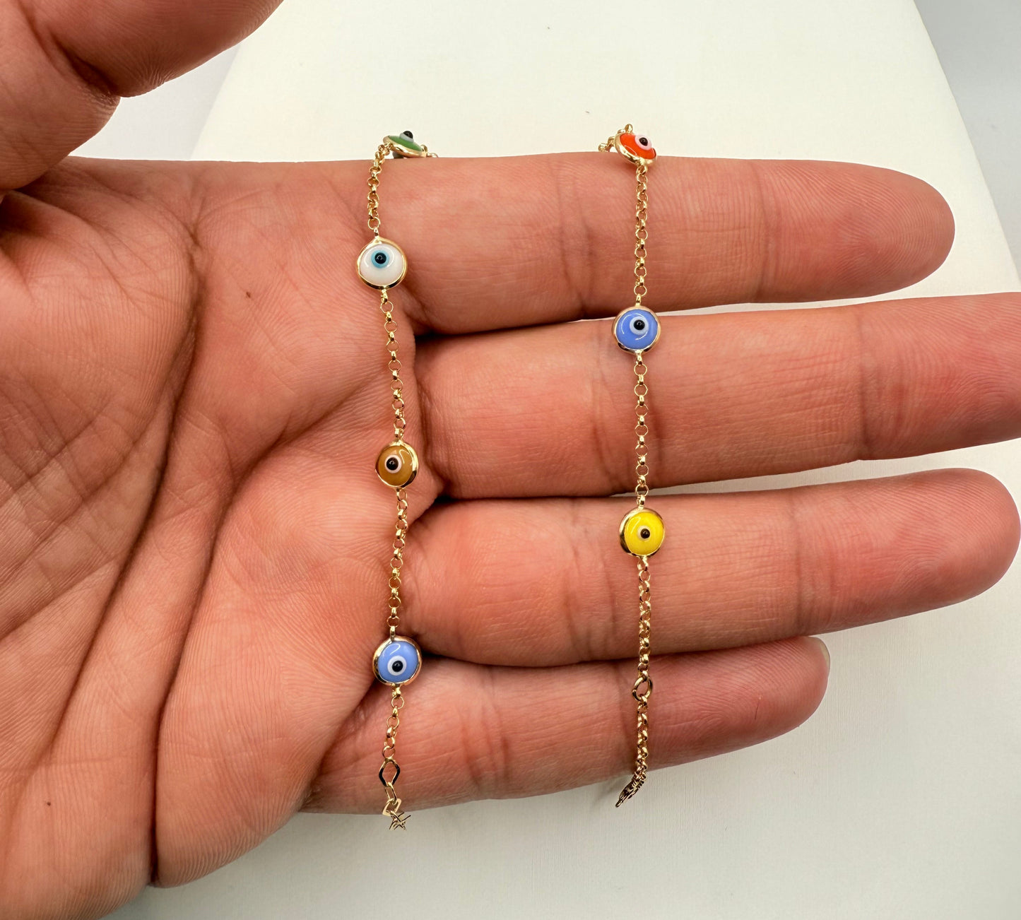 939- NEW 14K Evil Eye Colorful Anklet W.G