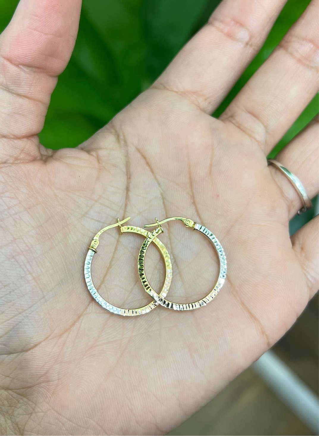 322- Pendientes de aro tricolor de oro amarillo de 14 quilates