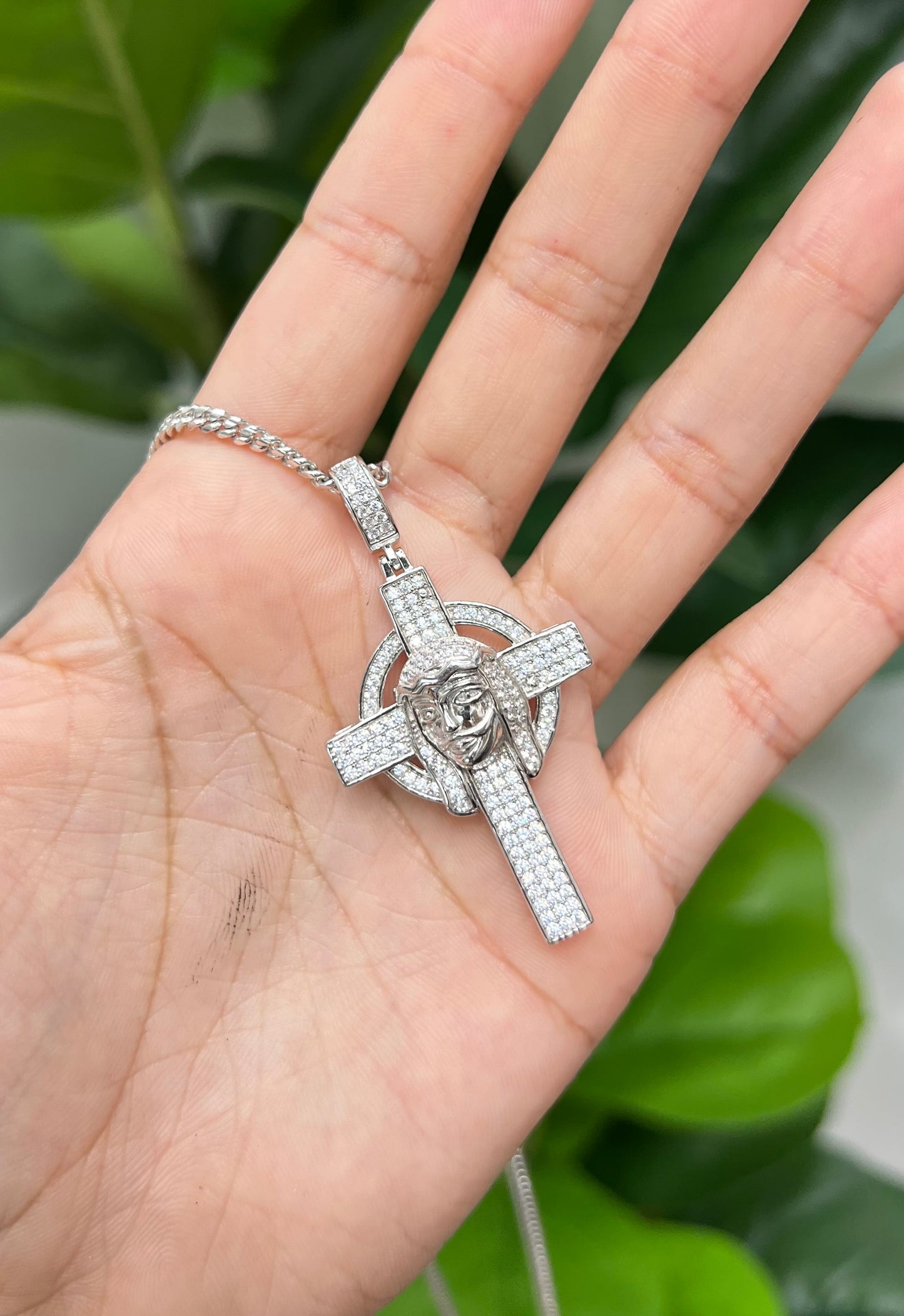 S404- NEW .925 Sterling Silver Full CZ Cross Hip Hop Pendant W.G