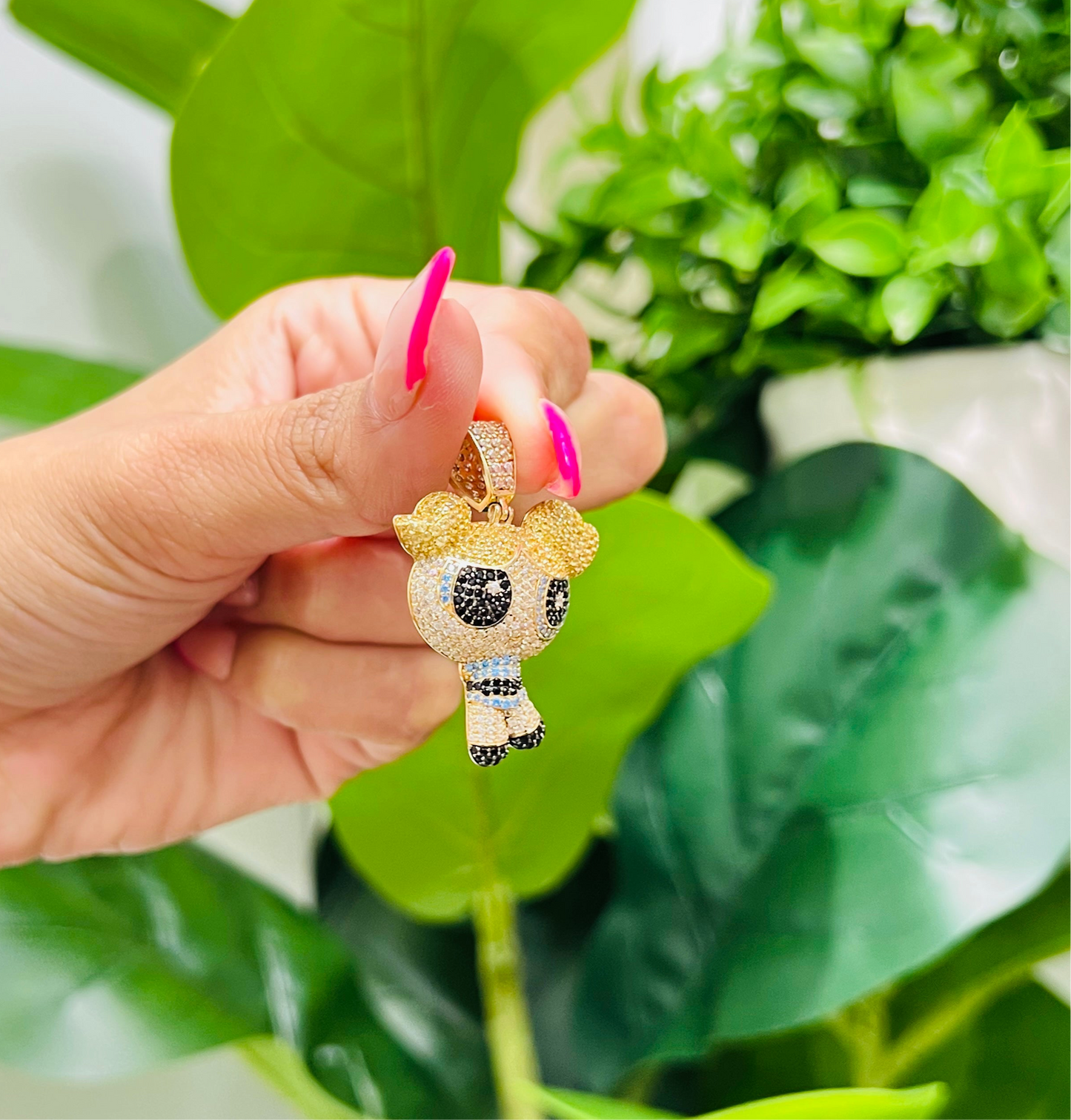899- NEW 14K Powerpuff Girls Pendant Full CZ W.G
