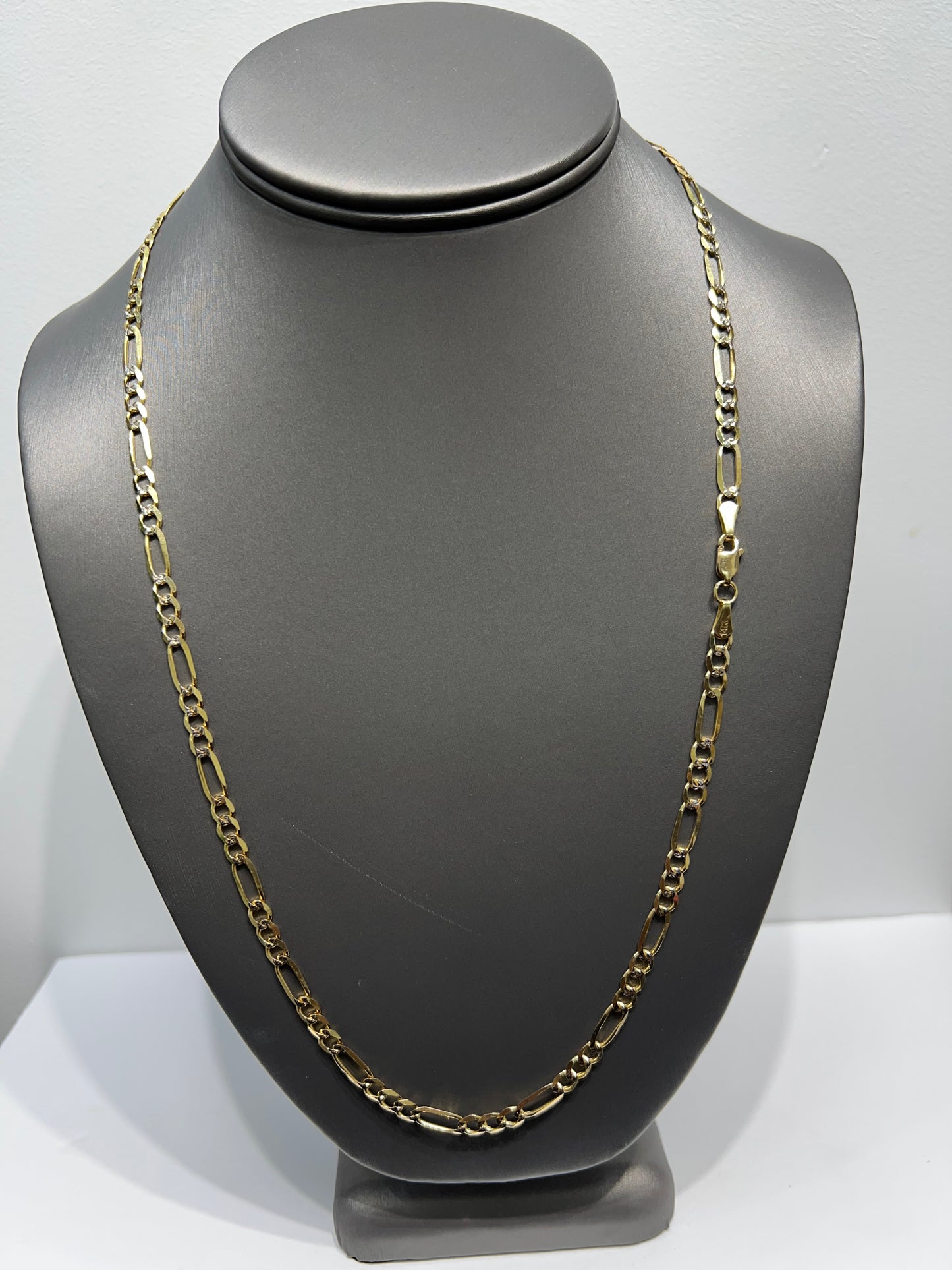 1184- NEW 14K Solid Two Tone Figaro Chain (4.65mm) W.G