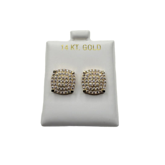 900- NEW 14K Square Full Cz Stud Earrings (12mm) W.G