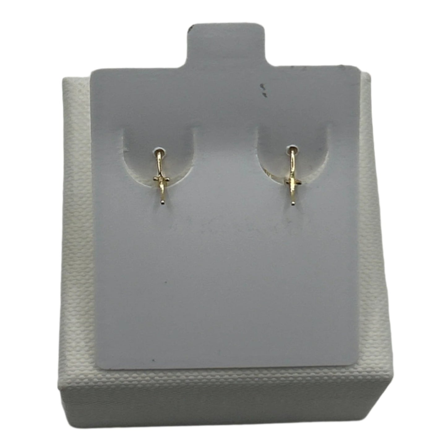 603- New 14k Hollow Diamond Cut Small Hoop Earrings (14.5mm) W.G