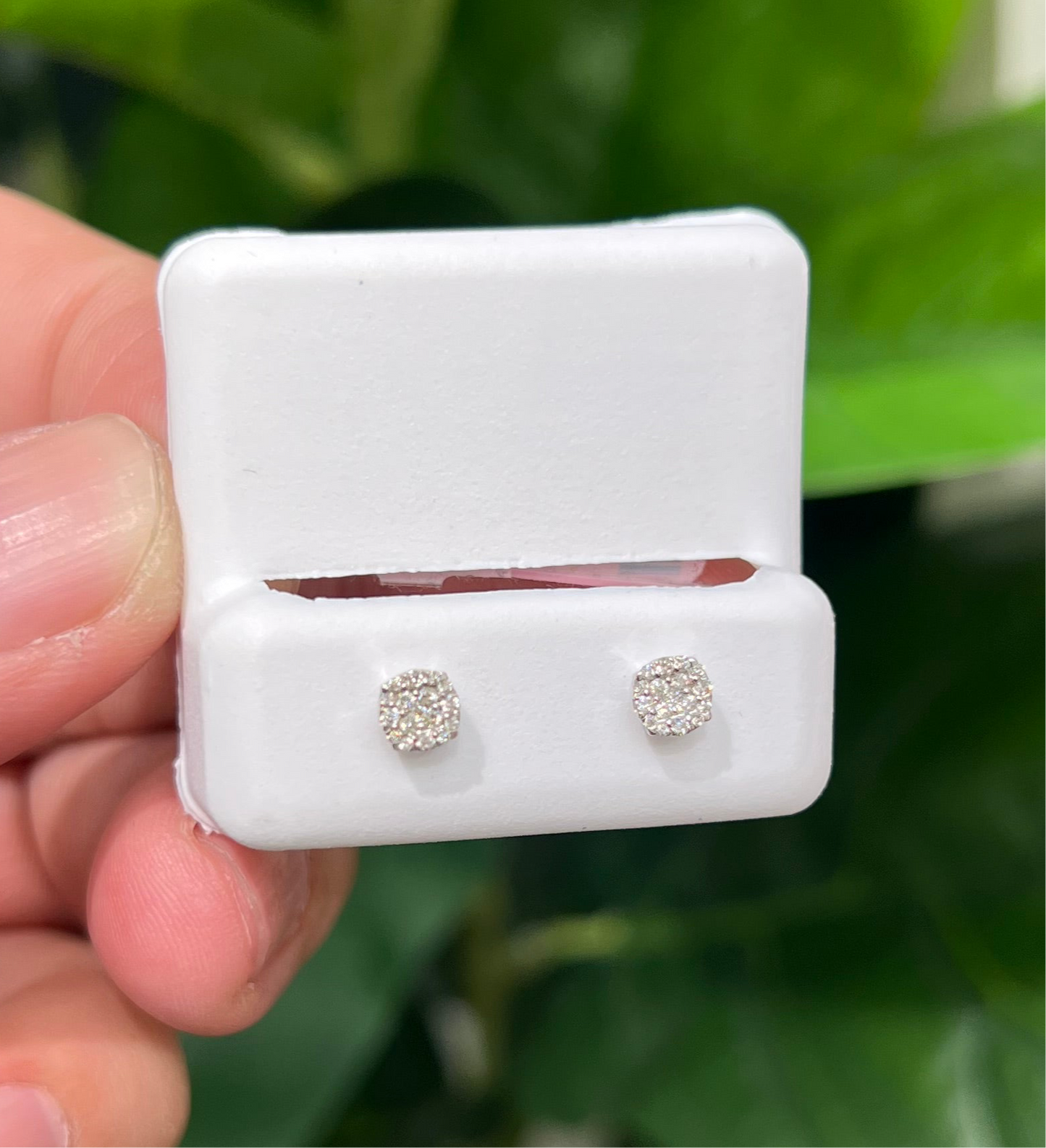 D4- NEW 10K White Gold Round Full Natural Diamond 💎 Stud Earrings (0.2ct) W.G