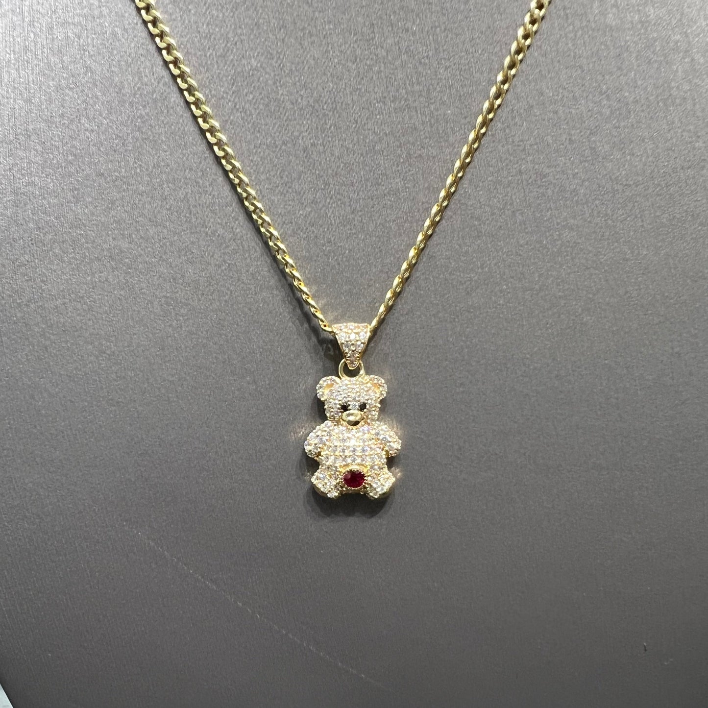 1241- NEW 14K Teddy Bear Pendant W.G