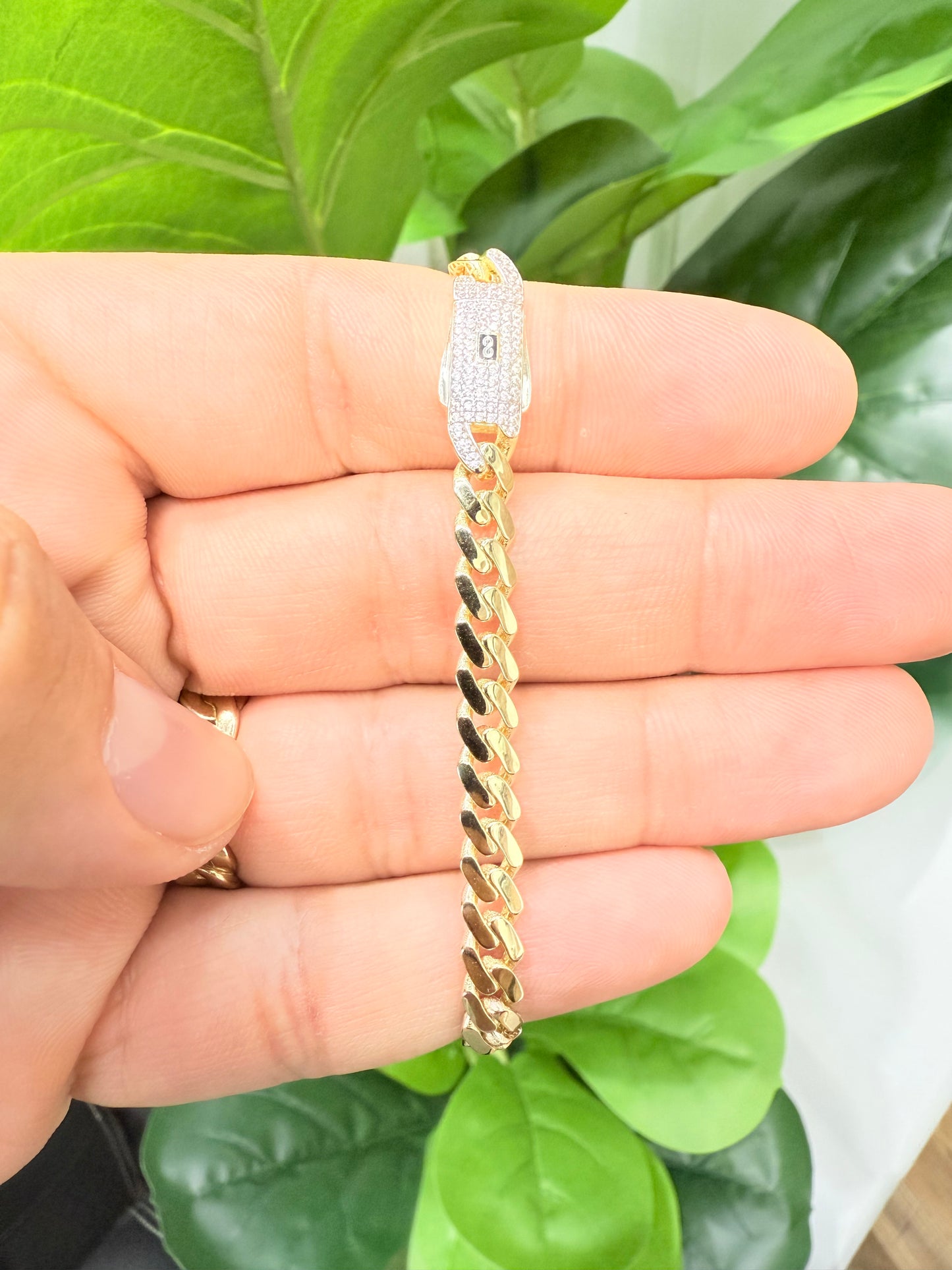 894- NEW 14K Hollow Cuban Monaci Bracelet (6mm) W.G