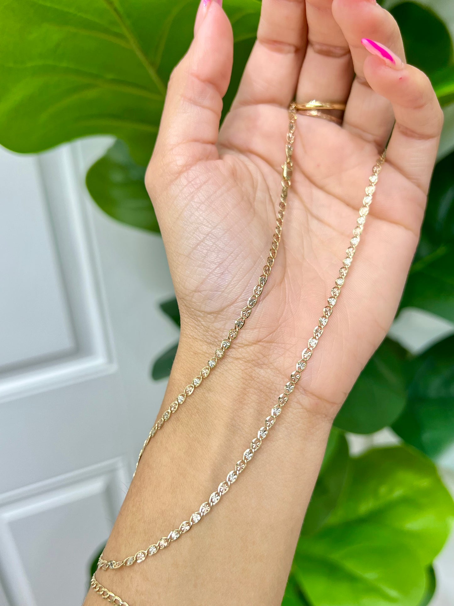 314-NEW 14k Valentino chain Tri tone (2.6mm).W.G