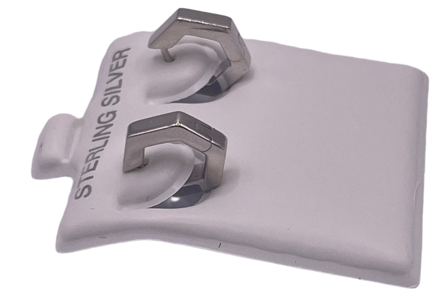 S741- NEW .925 Hexagonal Small Hoop Earrings