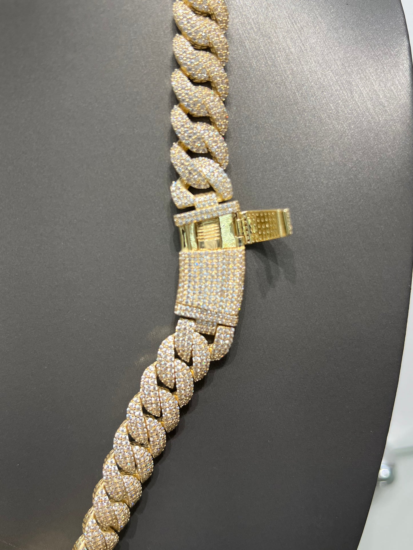 1179-NEW 14K Hollow Cuban Chain Full Cz by Monaci 20" (12mm) W.G