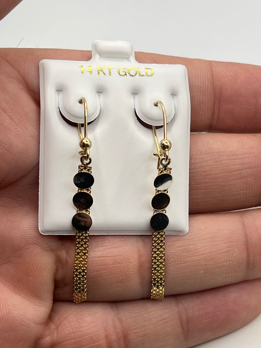 643- NEW 14K Dangling Round Earrings W.G