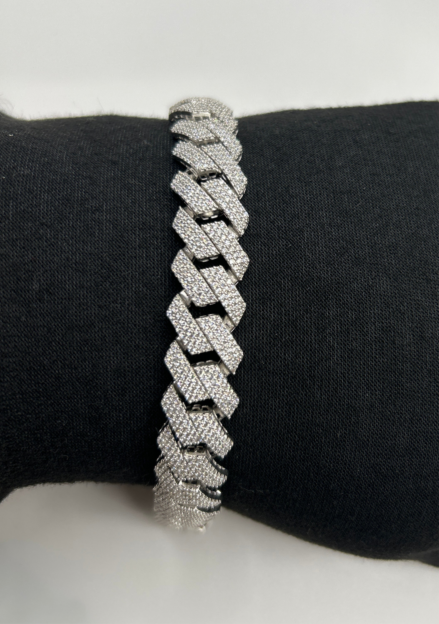 S787- NEW .925 Encrusted Miami Cuban Bracelet (13mm)W.G