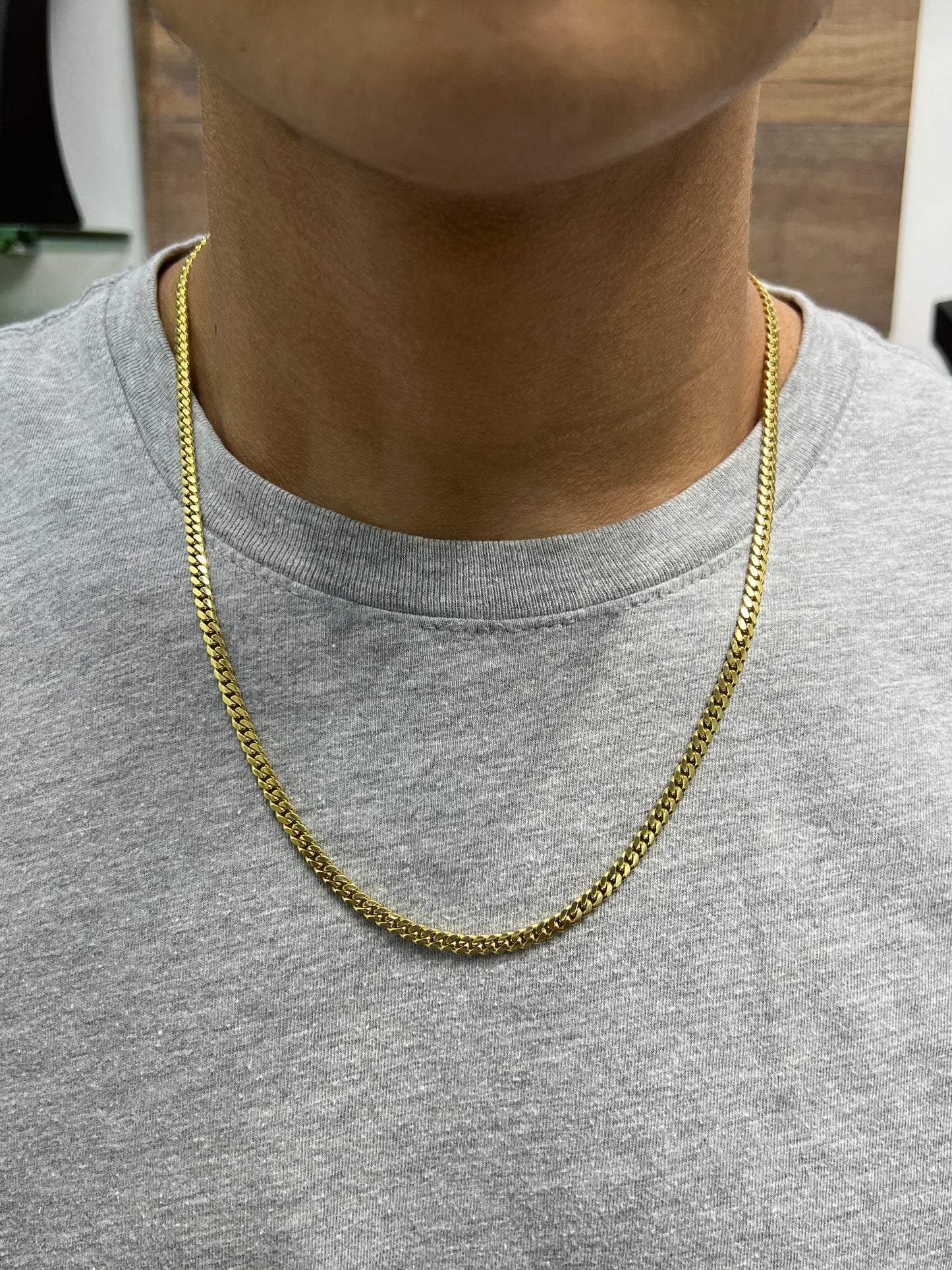1264- NEW 14K Solid Miami Cuban Chain 22” (4mm) W.G