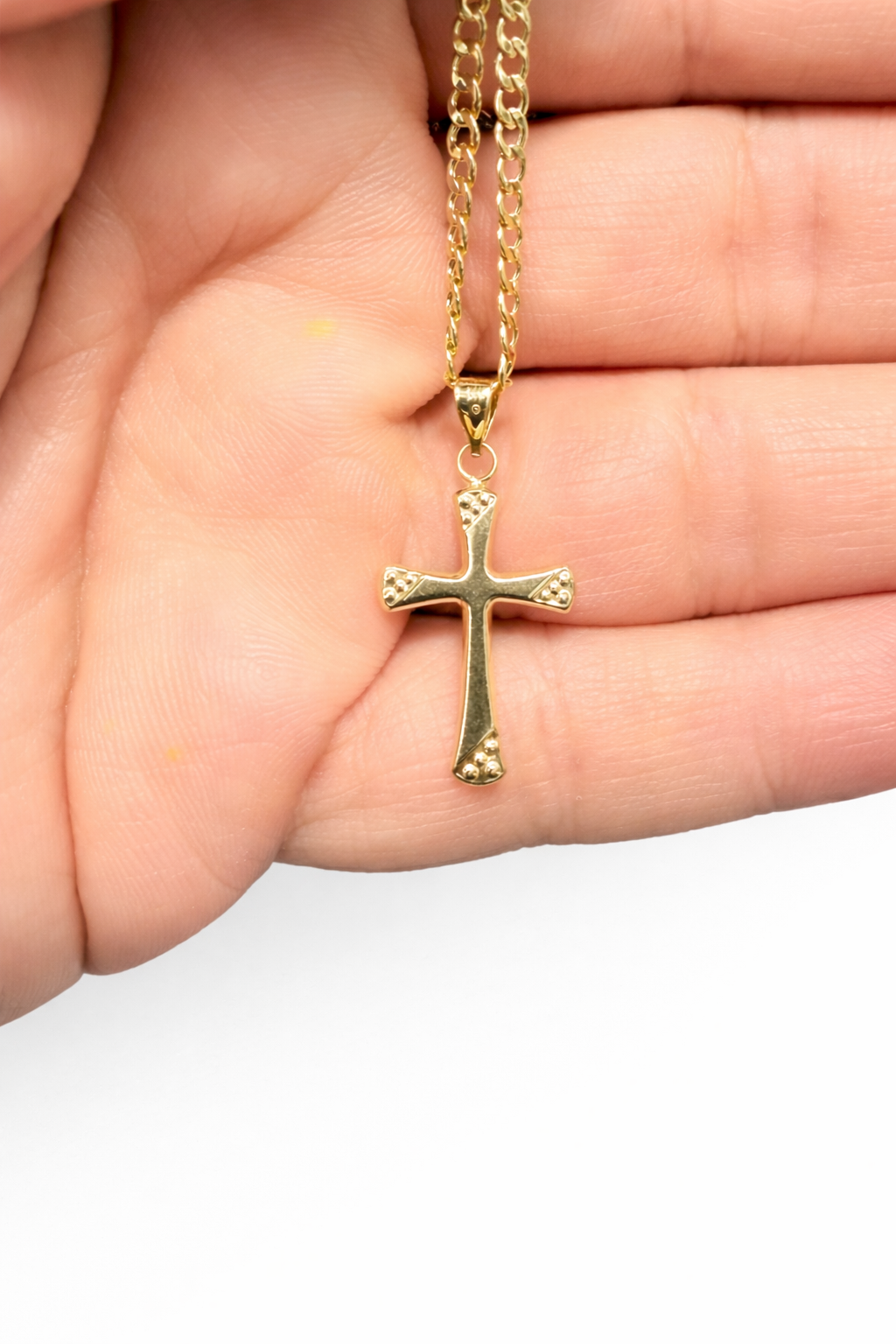 1061-NEW 14k Hollow Cross Pendant Lightweight W.G