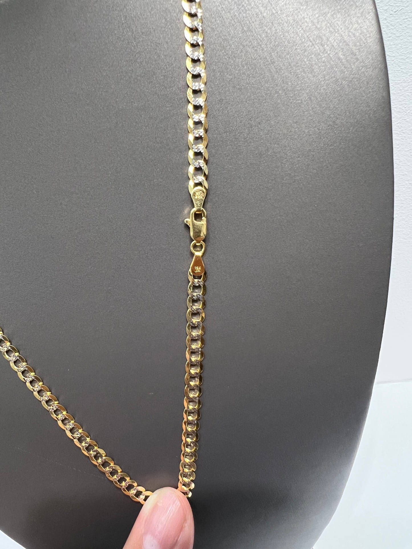 1209- NEW 14K Solid Cuban Curb Link Two Tone Chain (4.7mm) W.G