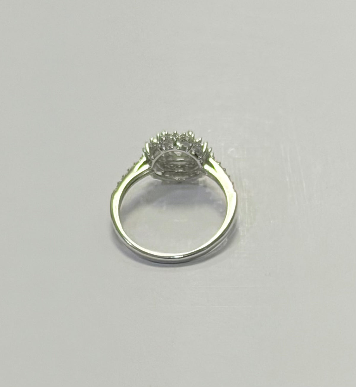 S1141- .925 Sterling Silver Flower Moissanite Ring W.G