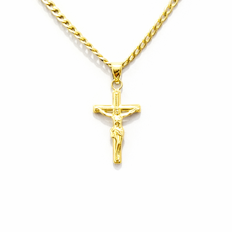 1059- NEW 14K Gold Hollow Crucifix Pendant W.G