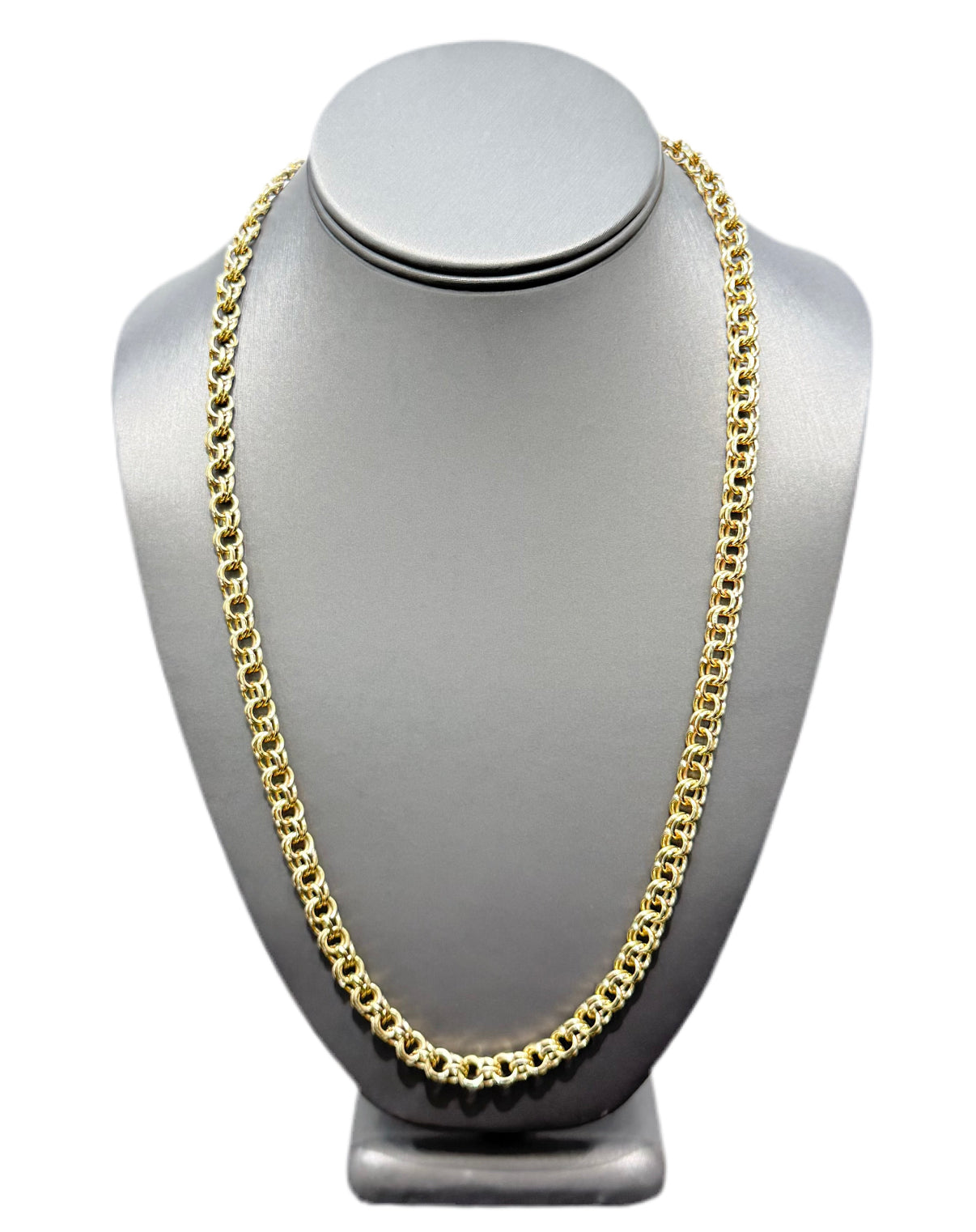1001- NEW 14K Solid Chino Link Chain Tejido Chino (7.2MM) W.G
