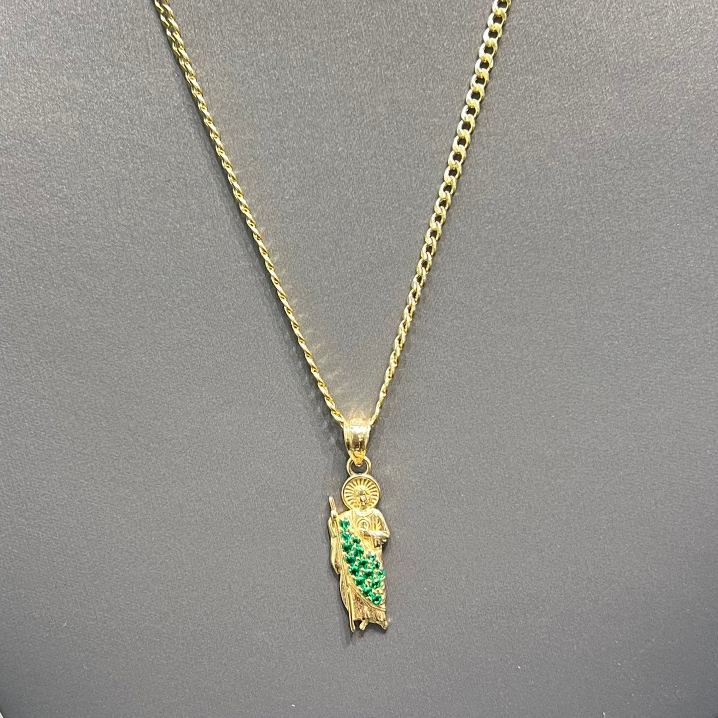 00185-NEW 14K St Jude Green Pendant (W.G)