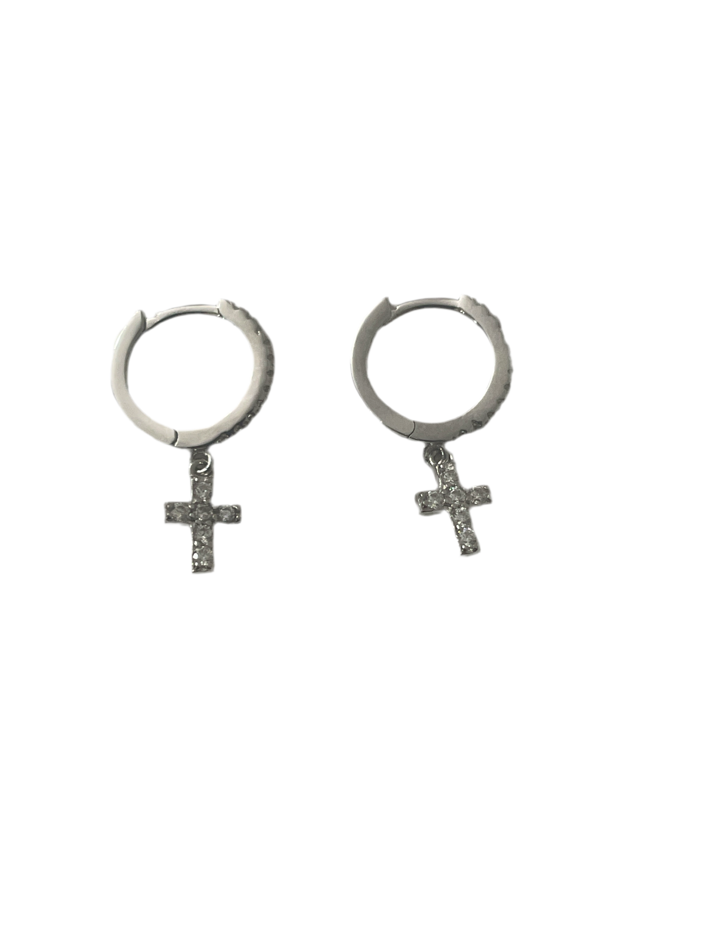 S693- NEW .925 Cross Dangling Earrings