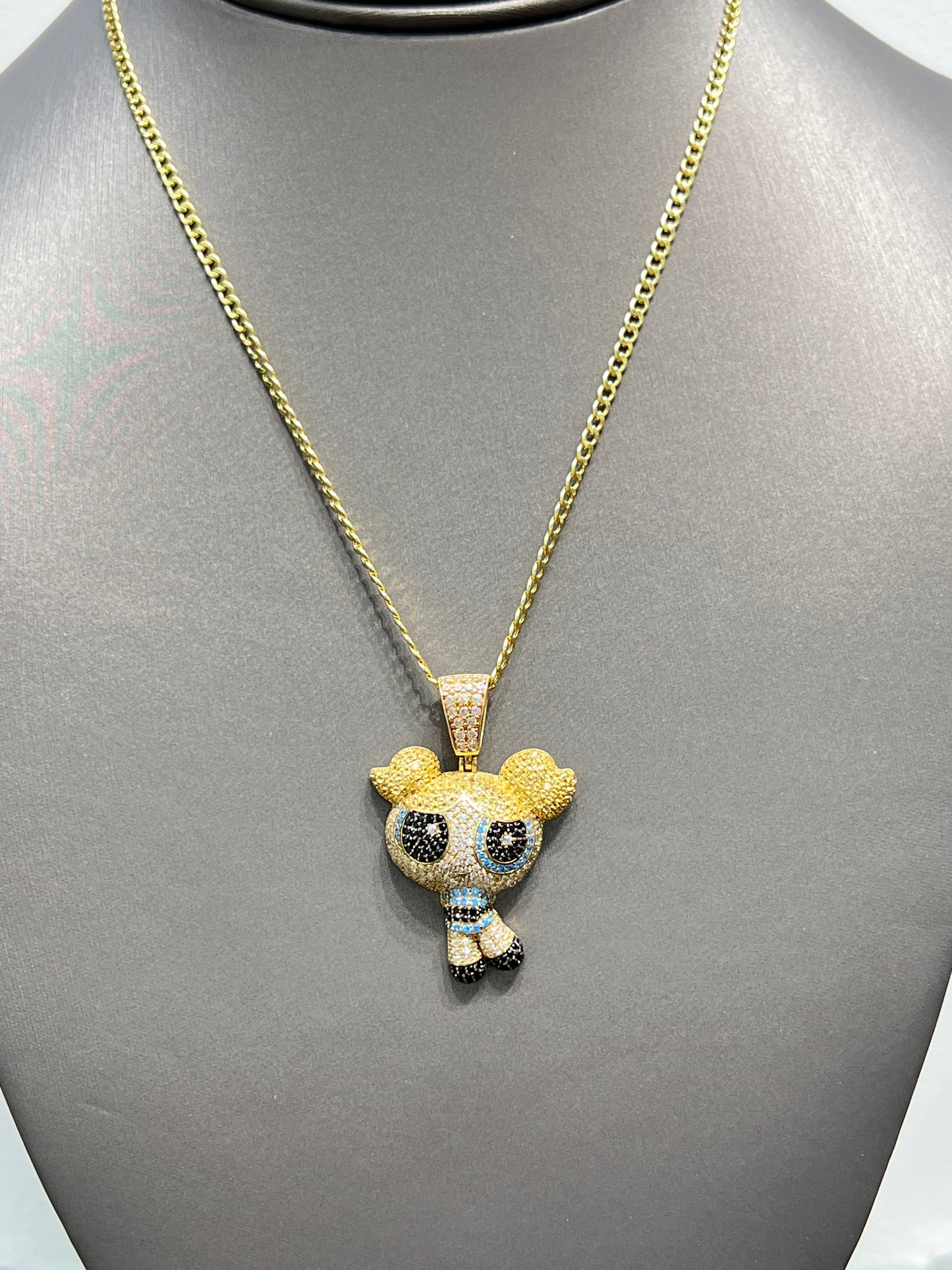 899- NEW 14K Powerpuff Girls Pendant Full CZ W.G