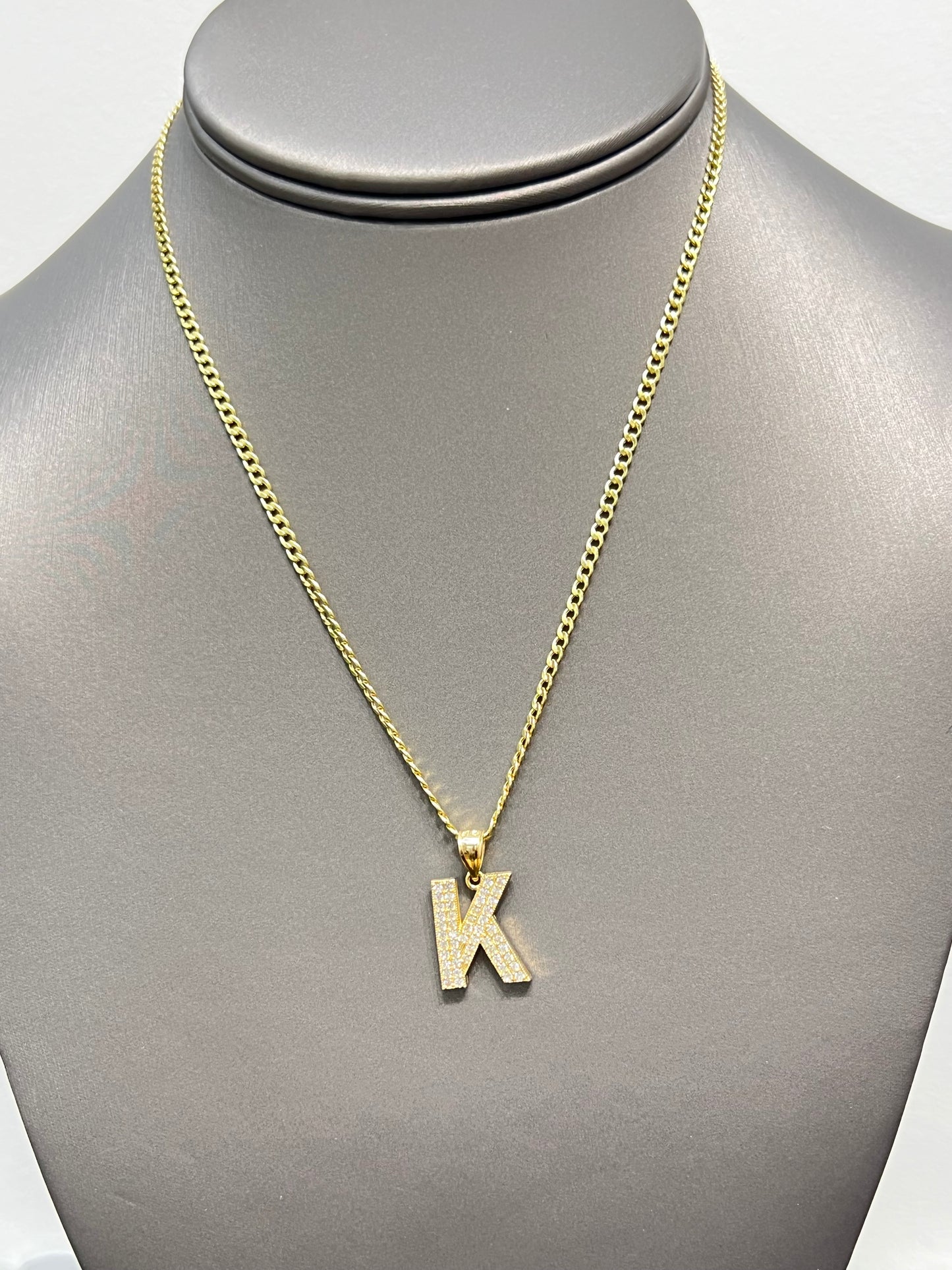 664- NEW 14K Letter “K” Shiny Pendant W.G