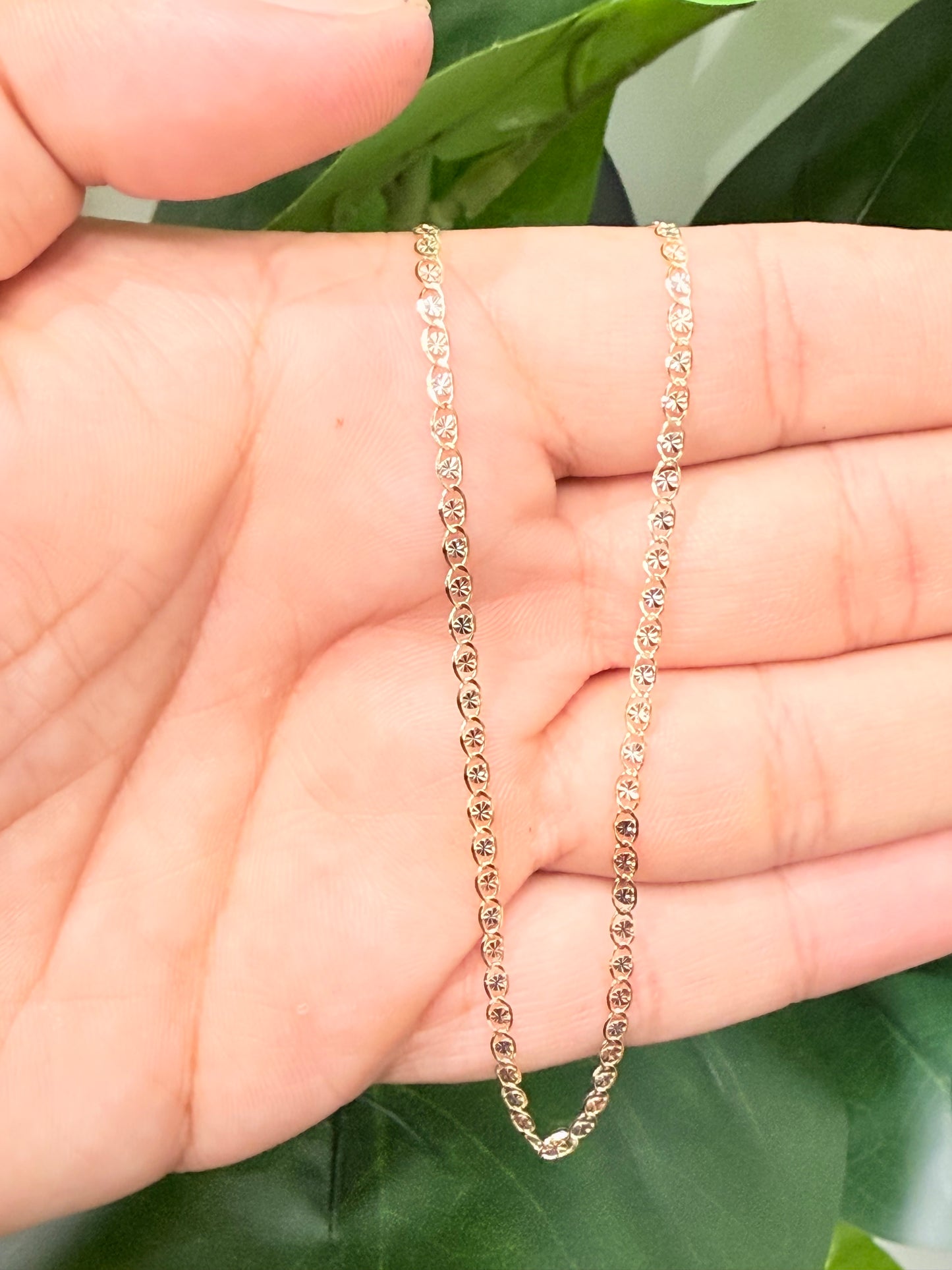 1160- NEW 14K Tri Color Gold Valentino Chain (2.5mm) W.G