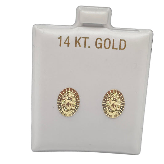 587- New 14K Lady Guadalupe Stud Earrings W.G