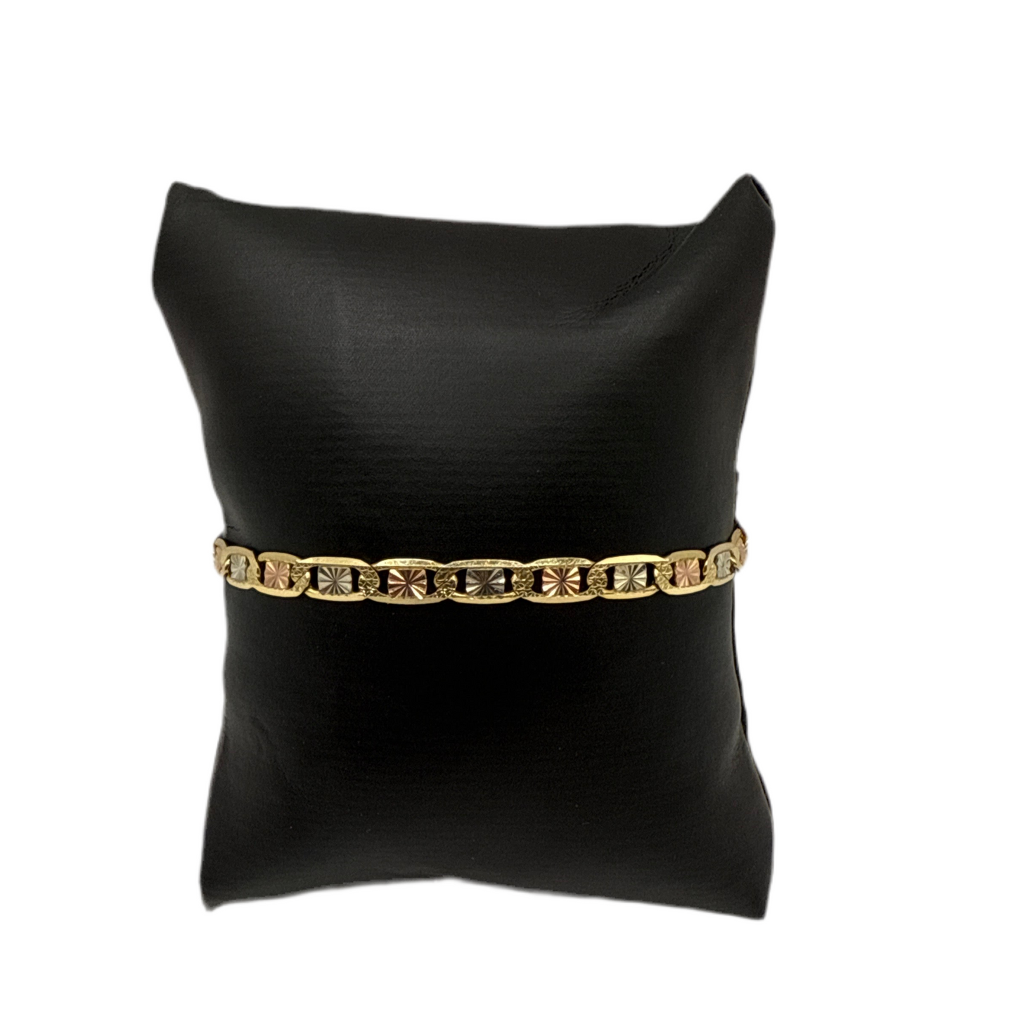 0093- NEW 14K Valentino Bracelet Tri-Color Gold (4.80mm) W.G