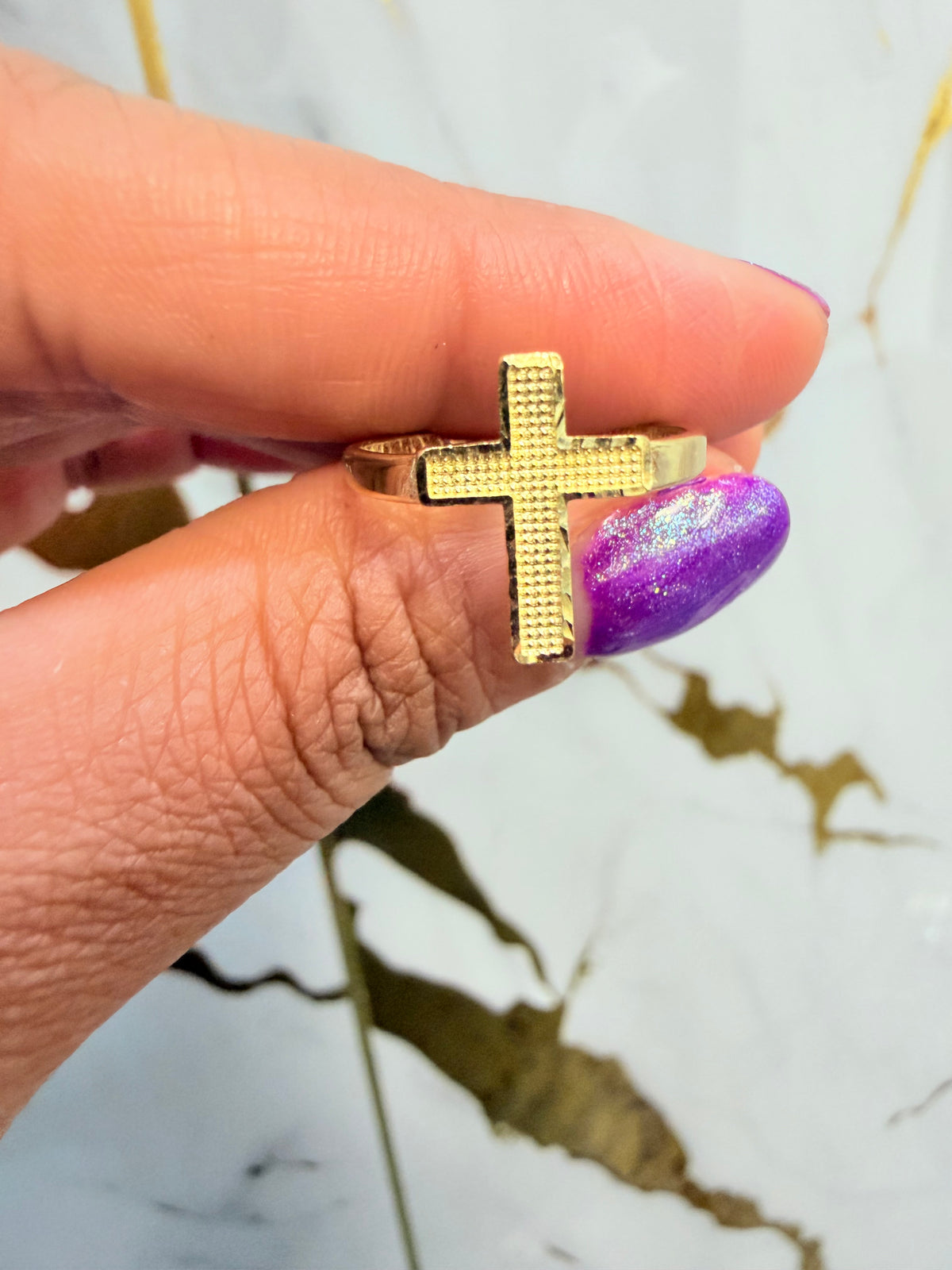 1703- NEW 10K Gold Cross Women’s Ring W.G