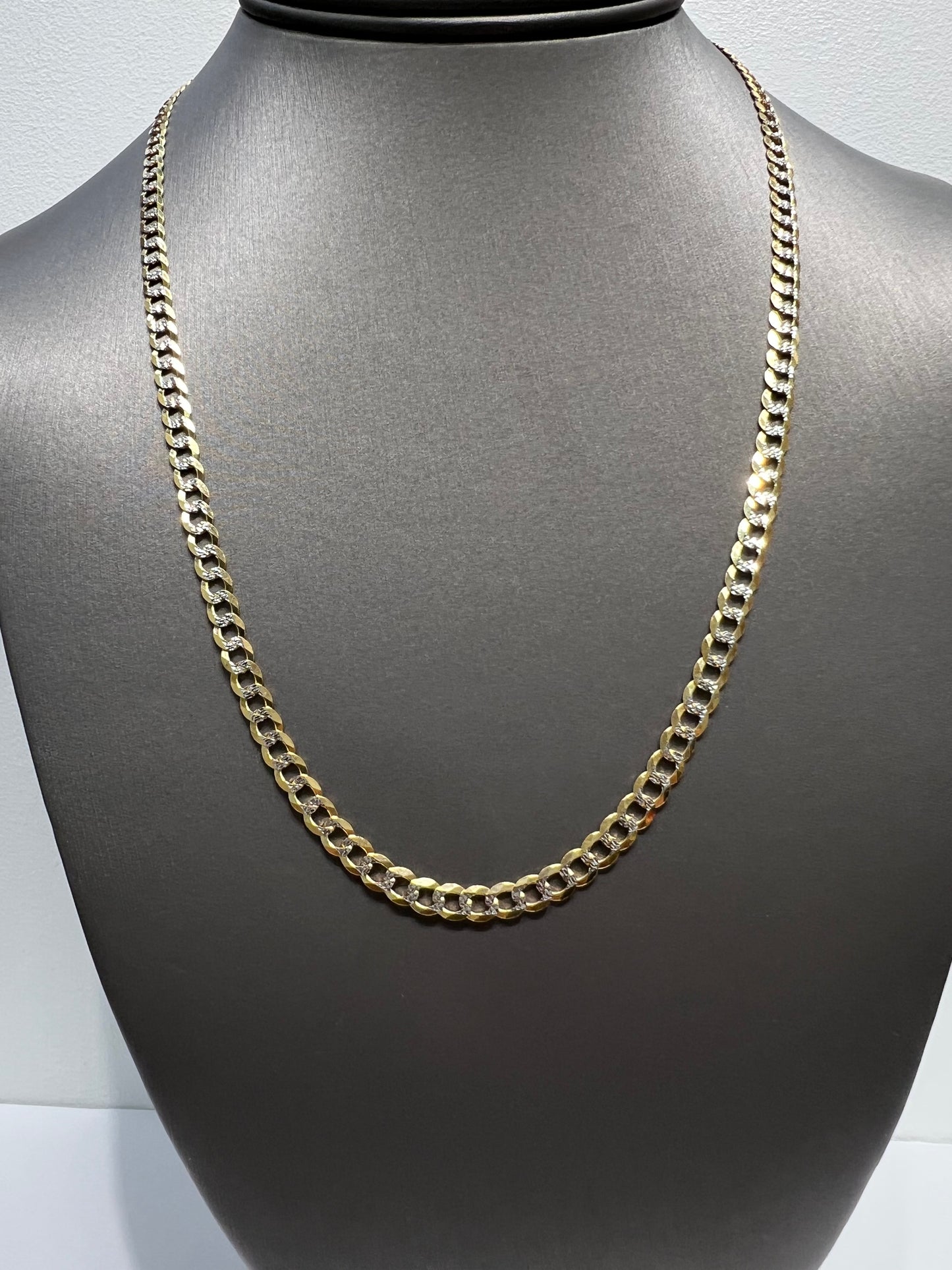1209- NEW 14K Solid Cuban Curb Link Two Tone Chain (4.7mm) W.G
