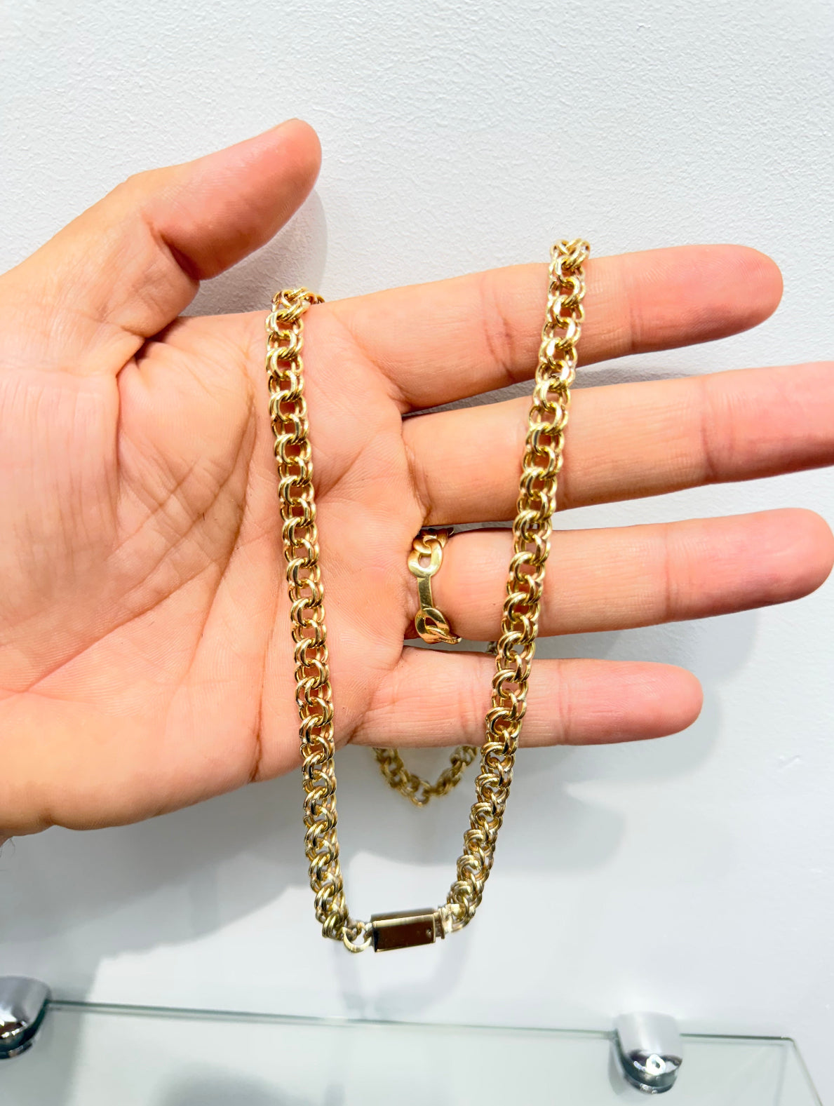 1001- NEW 14K Solid Chino Link Chain Tejido Chino (7.2MM) W.G