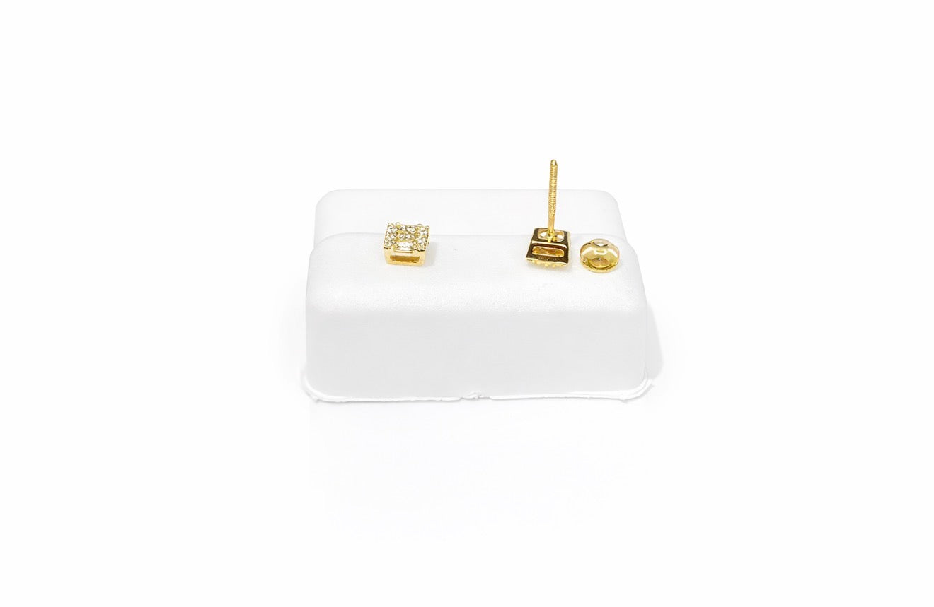 D7-NEW 10K Square Stud Earrings Natural Full Diamonds 💎0.3ct W.G