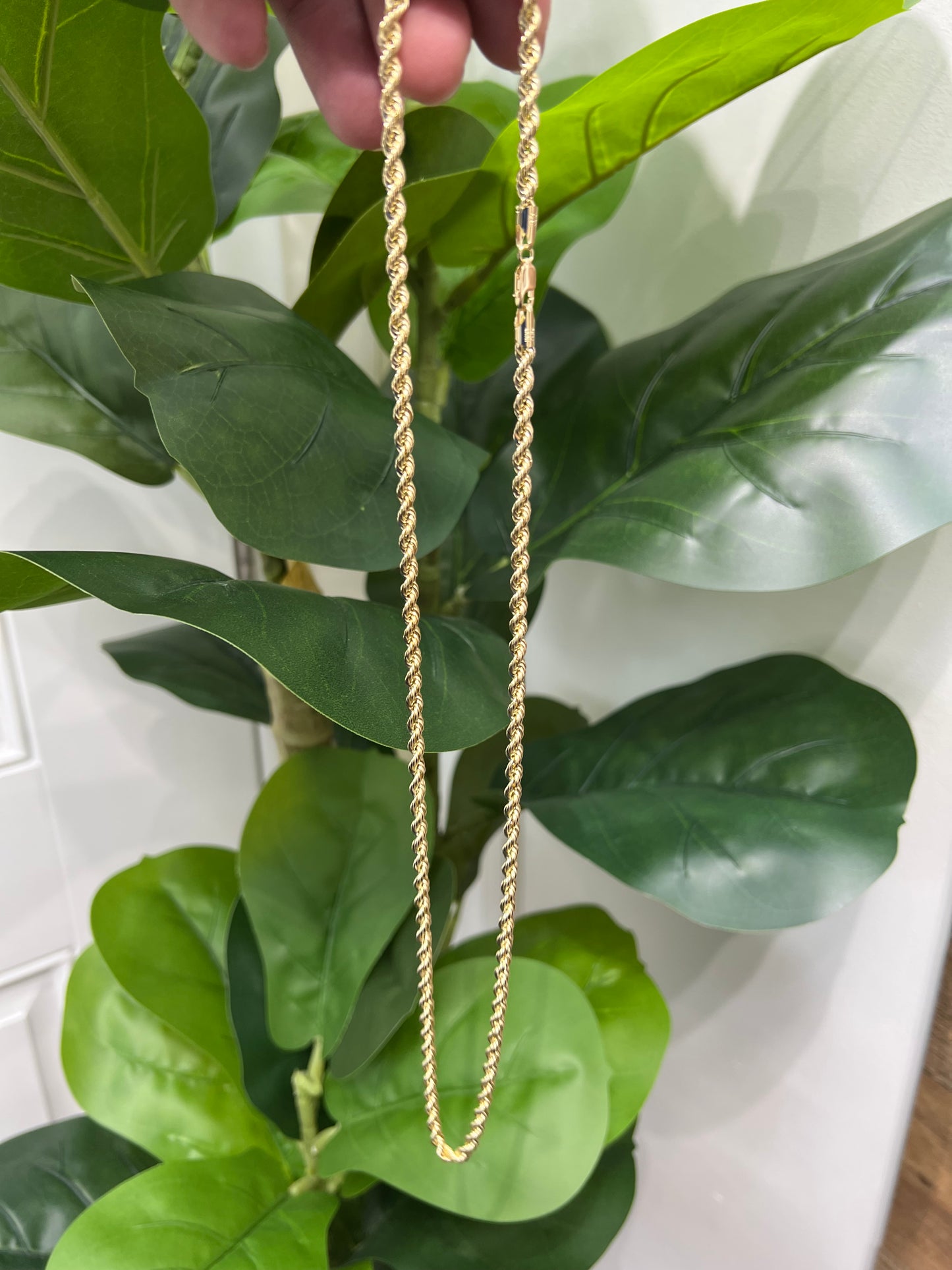 1329- NEW 10K Hollow Rope Chain (4.2MM) W.G