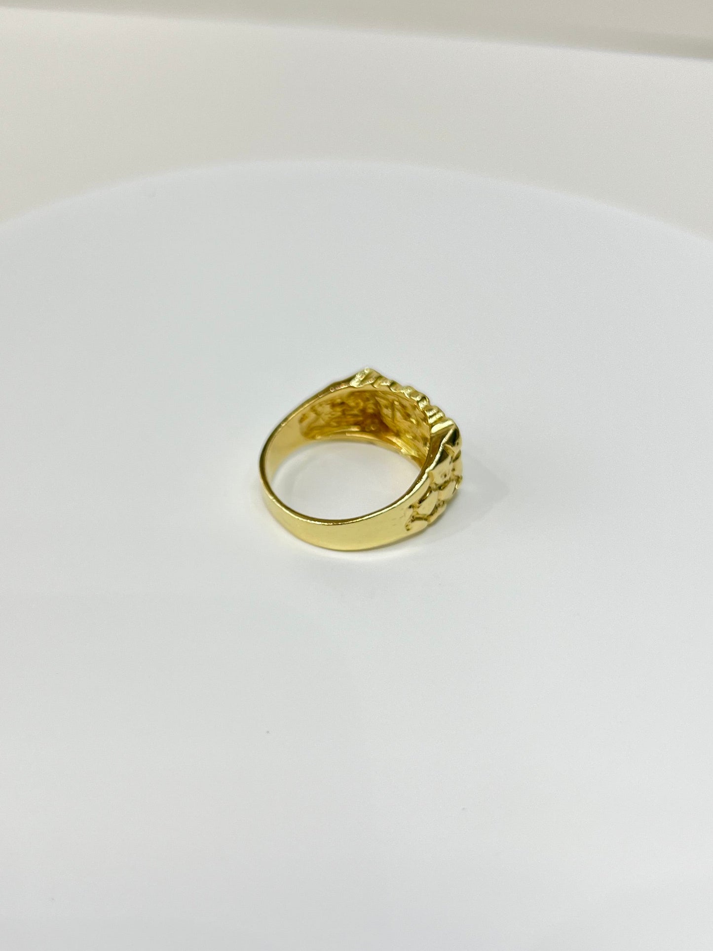 1198- NEW 14K Nugget Square Fashion Ring W.G