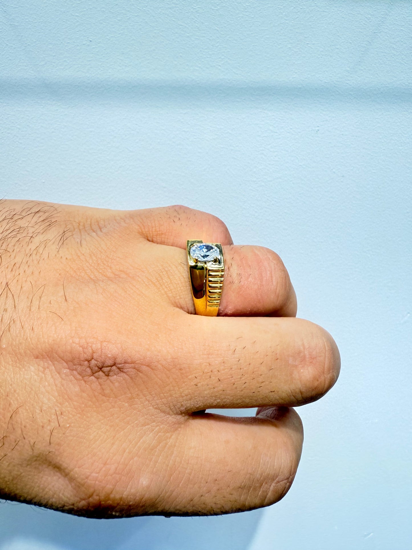 1102- NEW 10K Oval Clear Cz Stone Men’s Ring W.G