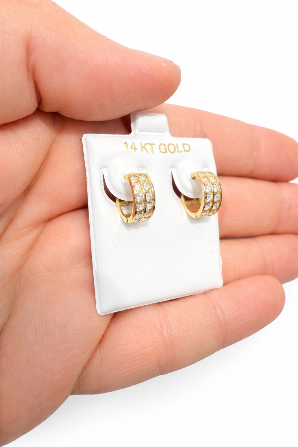 00132- NEW 14K Huggies Small Hoop Earrings (W.G)
