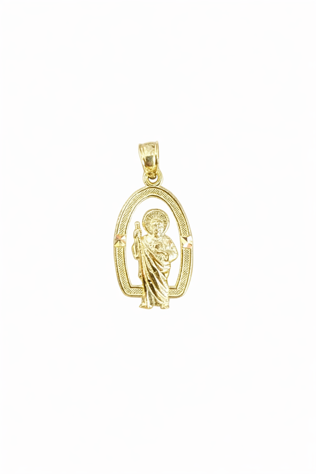 1549- NEW 10K Small St Jude Pendant W.G