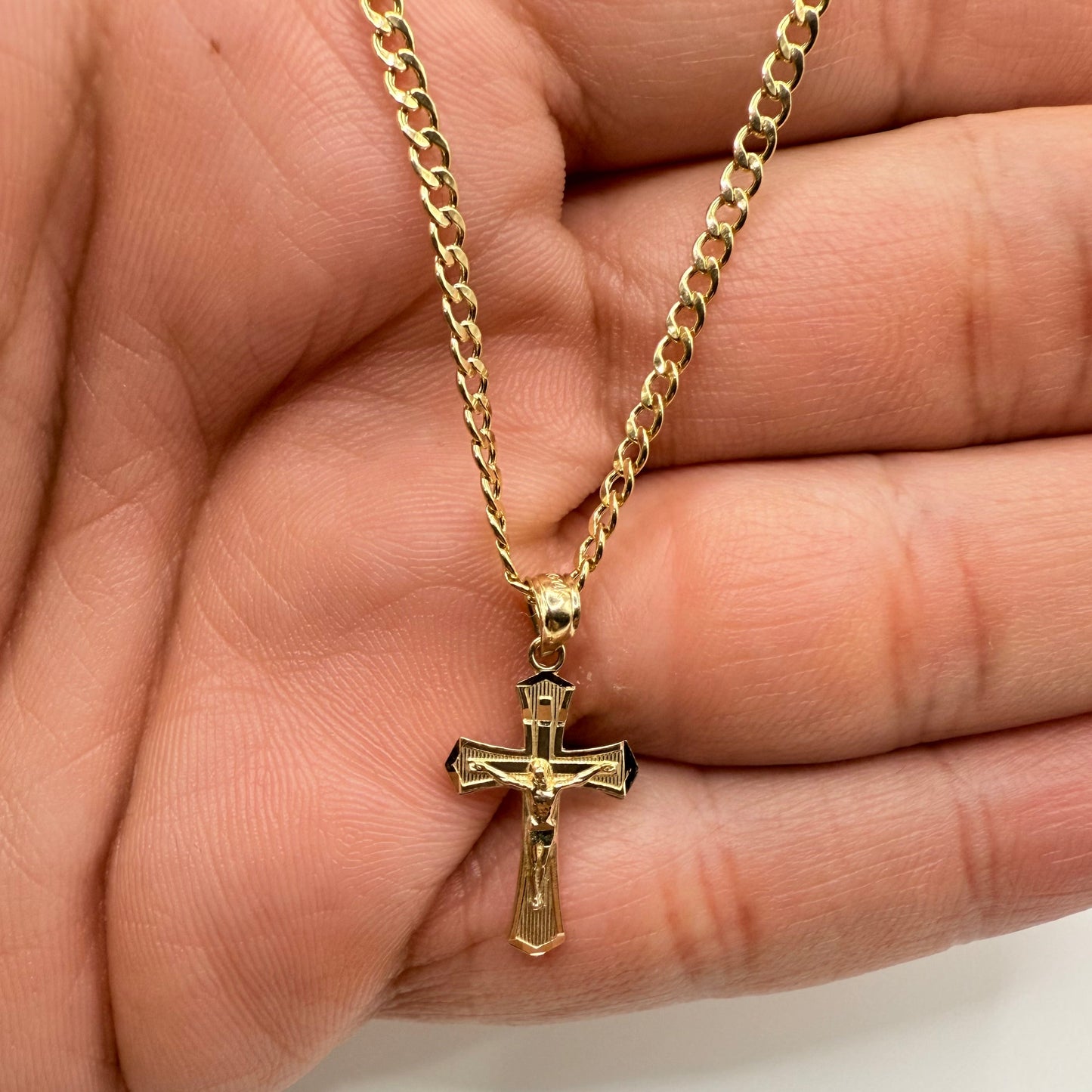 927- NEW 14K Small Crucifix Gold Pendant W.G
