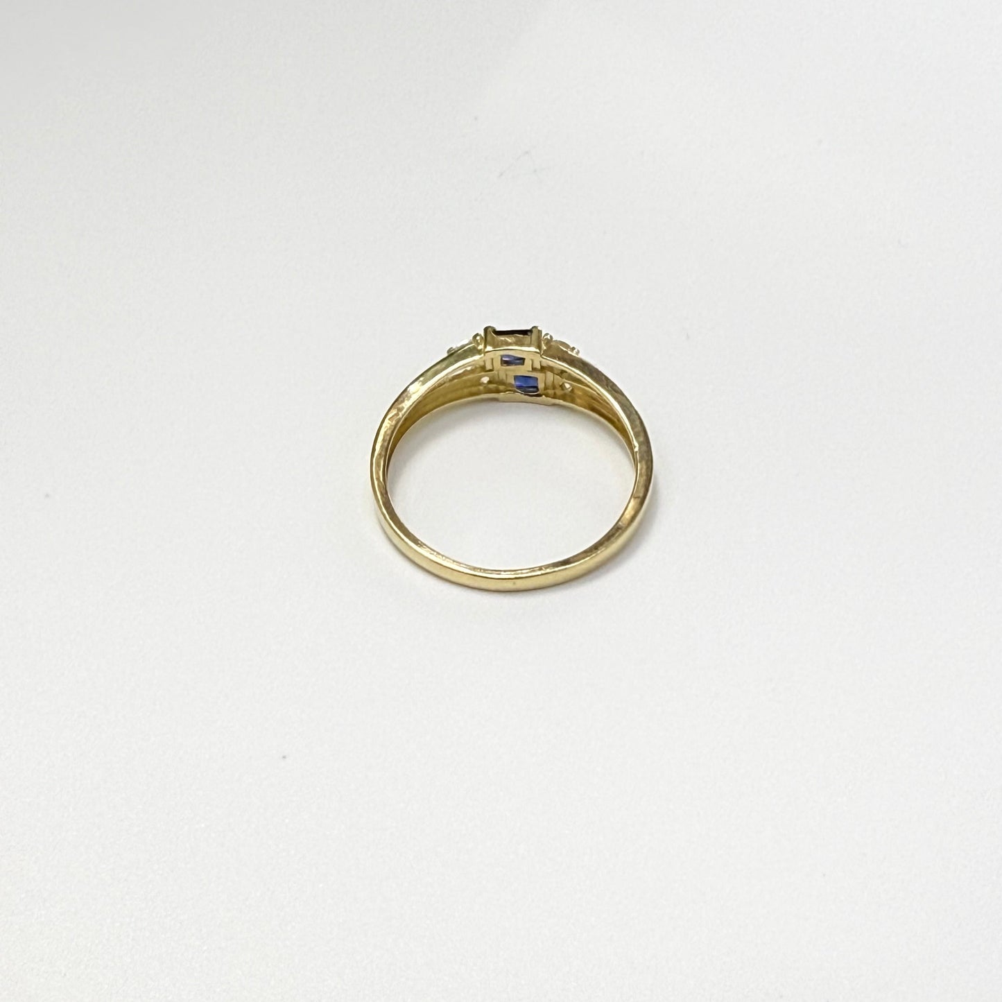 1593- NEW 14K Blue Square Cz Fashion Ring W.G