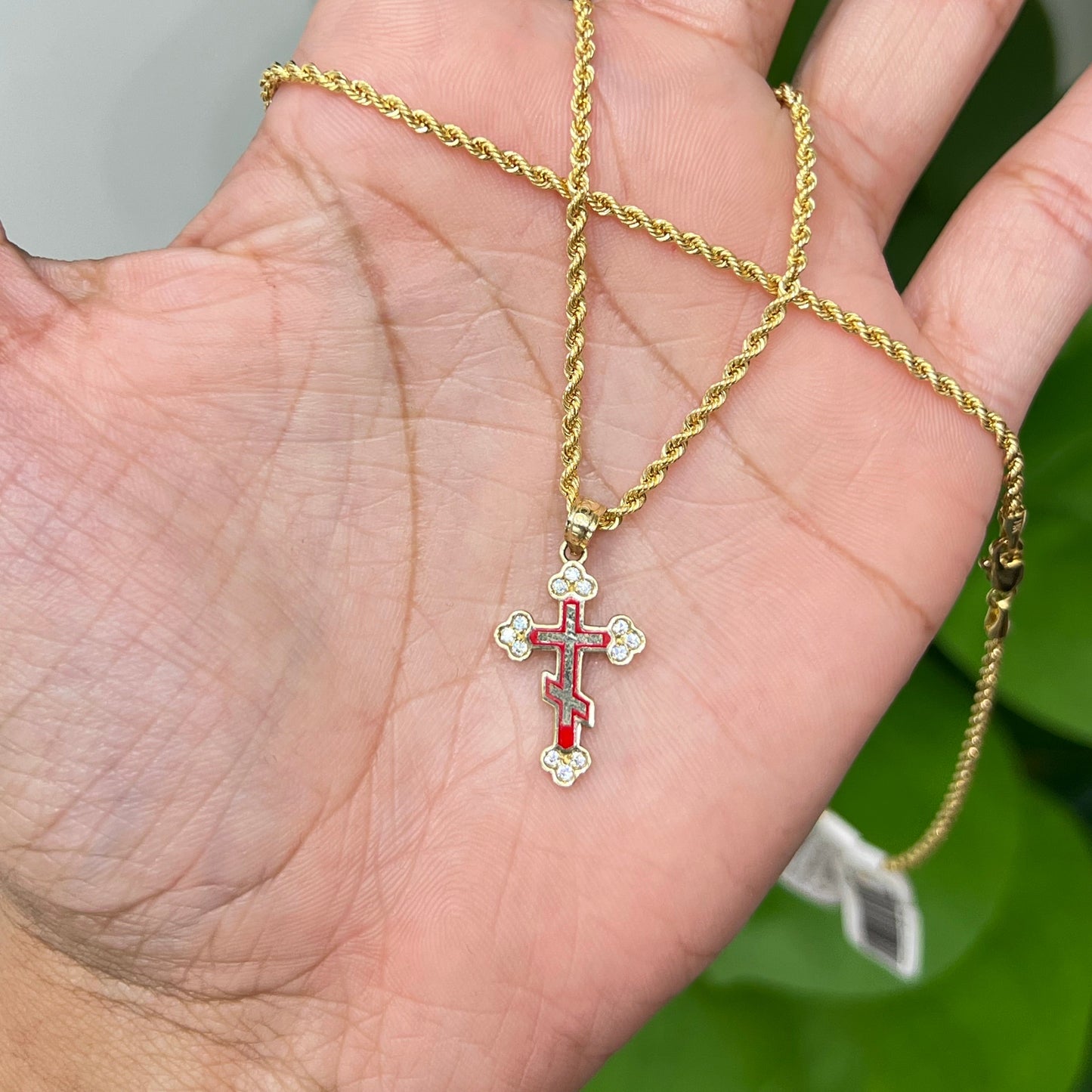 831- NEW 14K Red Cross Pendant(21x13mm).W.G