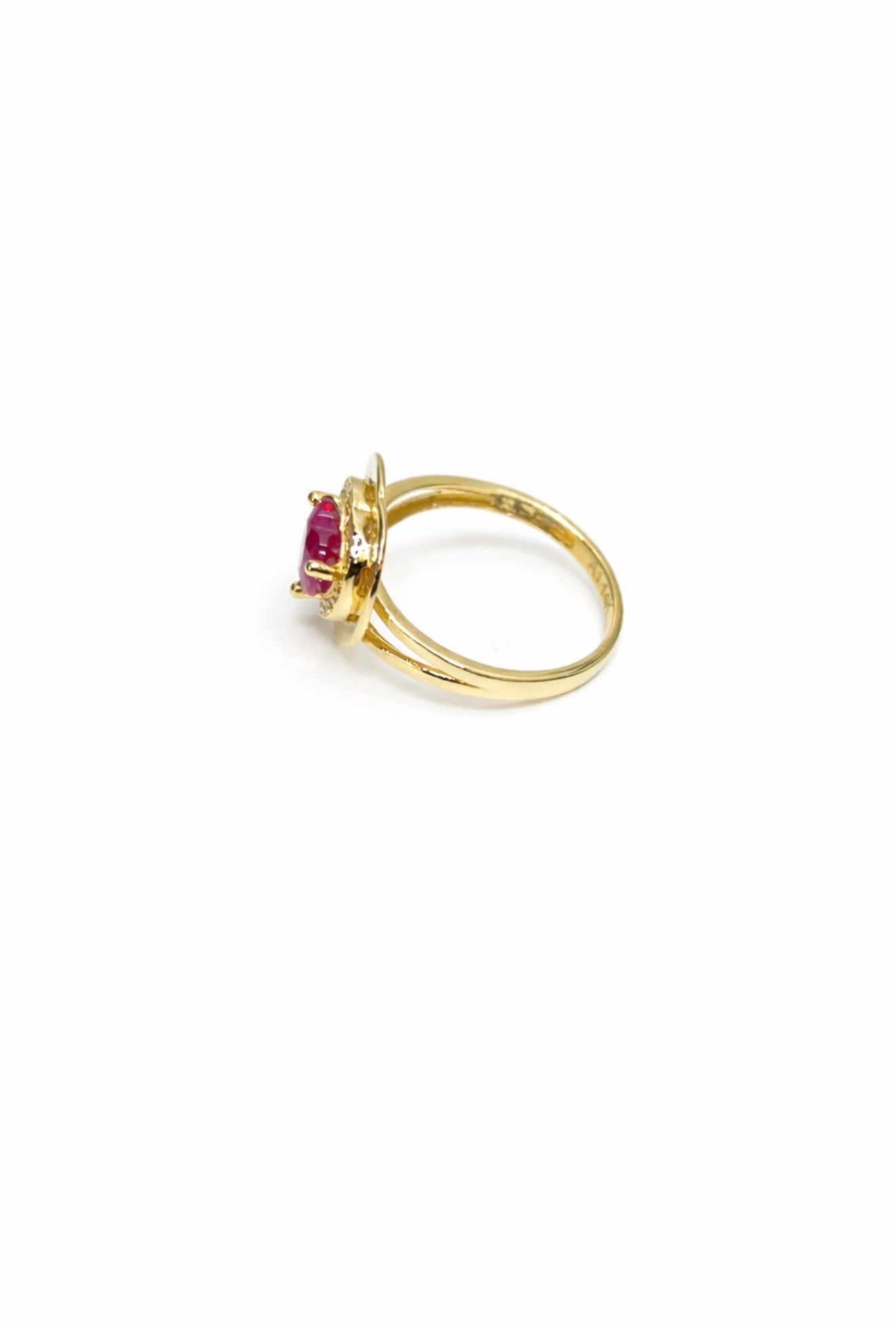 1514- NEW 14K Gold Pink Heart Cz Ring W.G