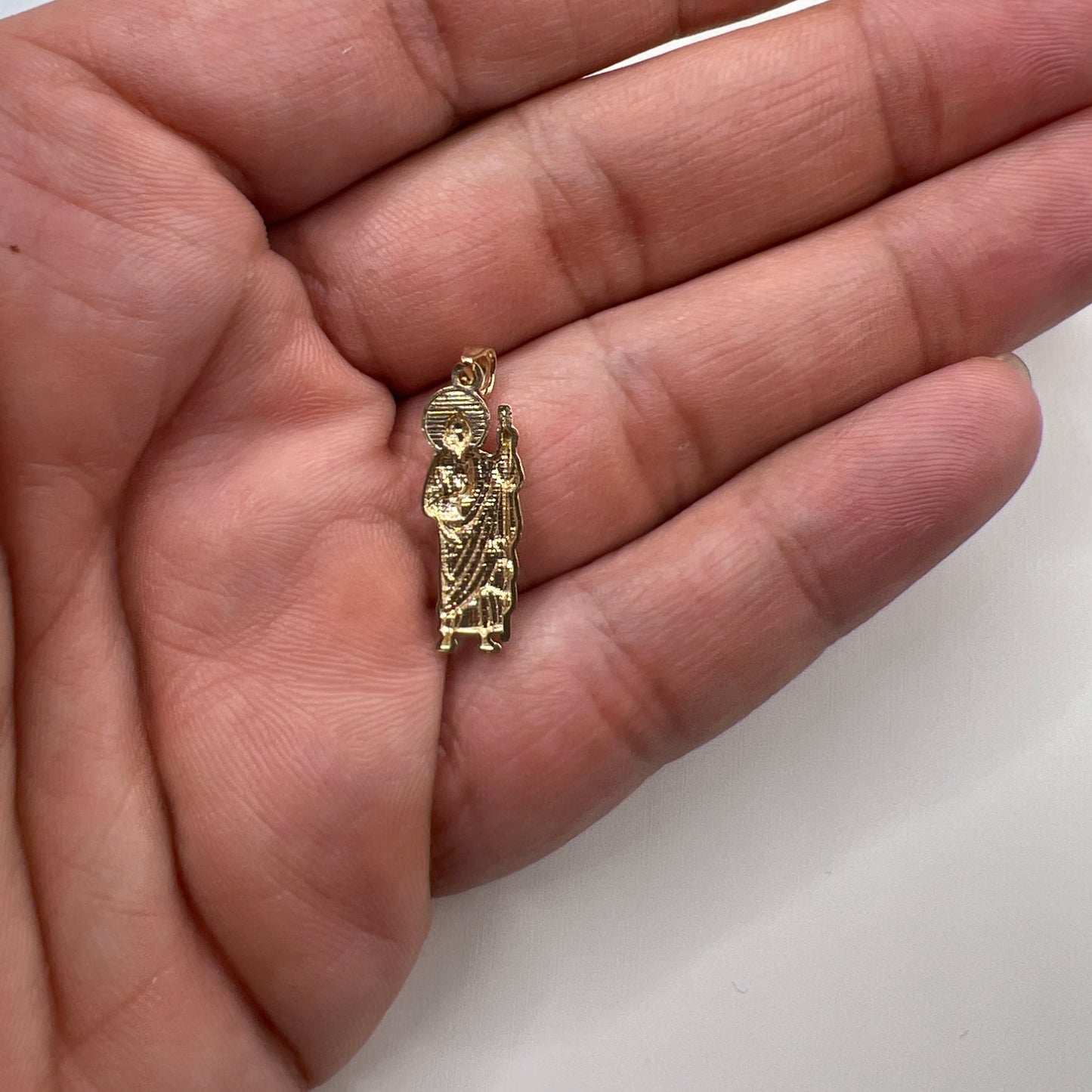 625- NEW 14K Solid Gold St. Jude Pendant W.G