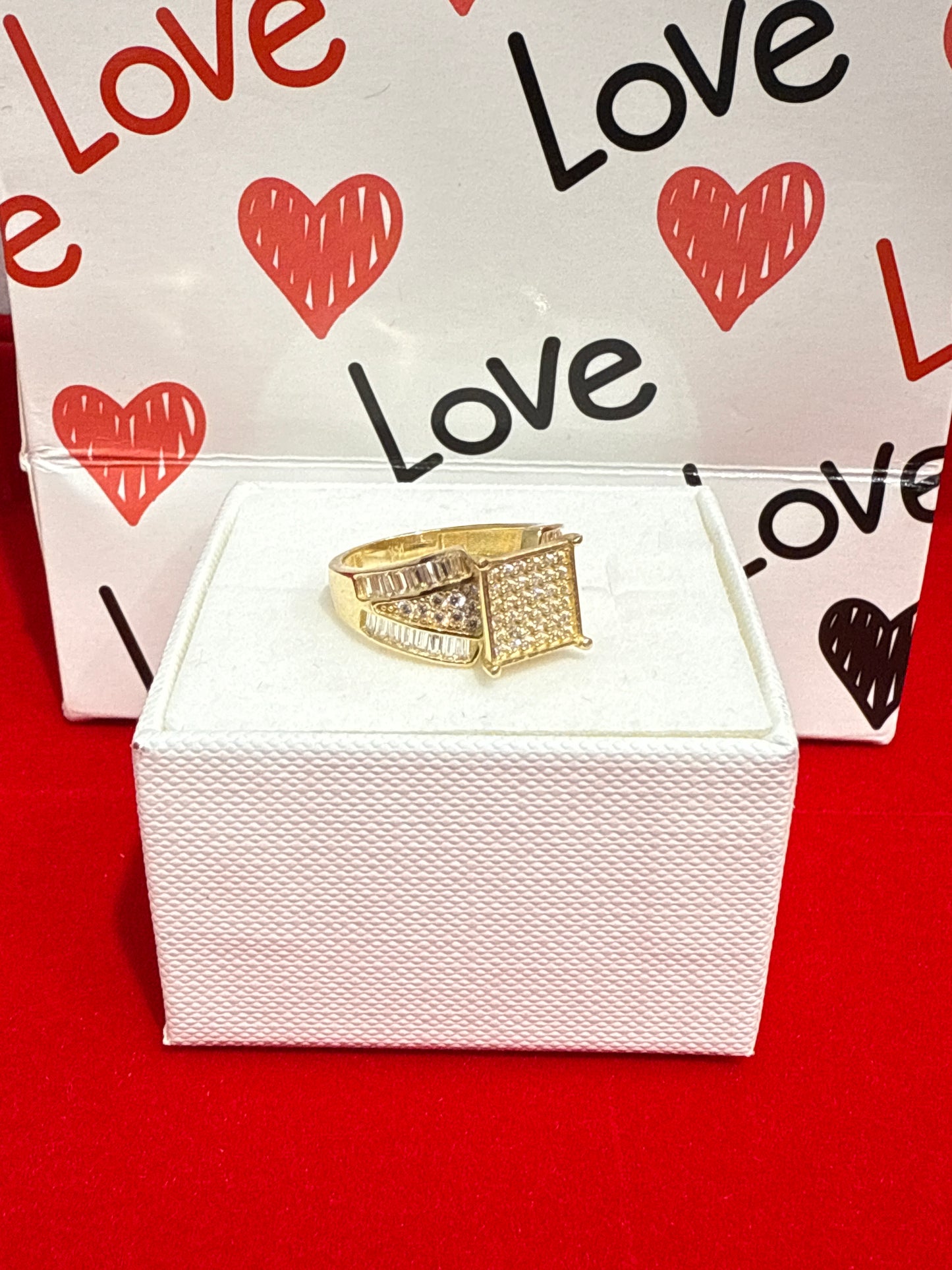 937- NEW 14K Square Fashion Cz Ring W.G