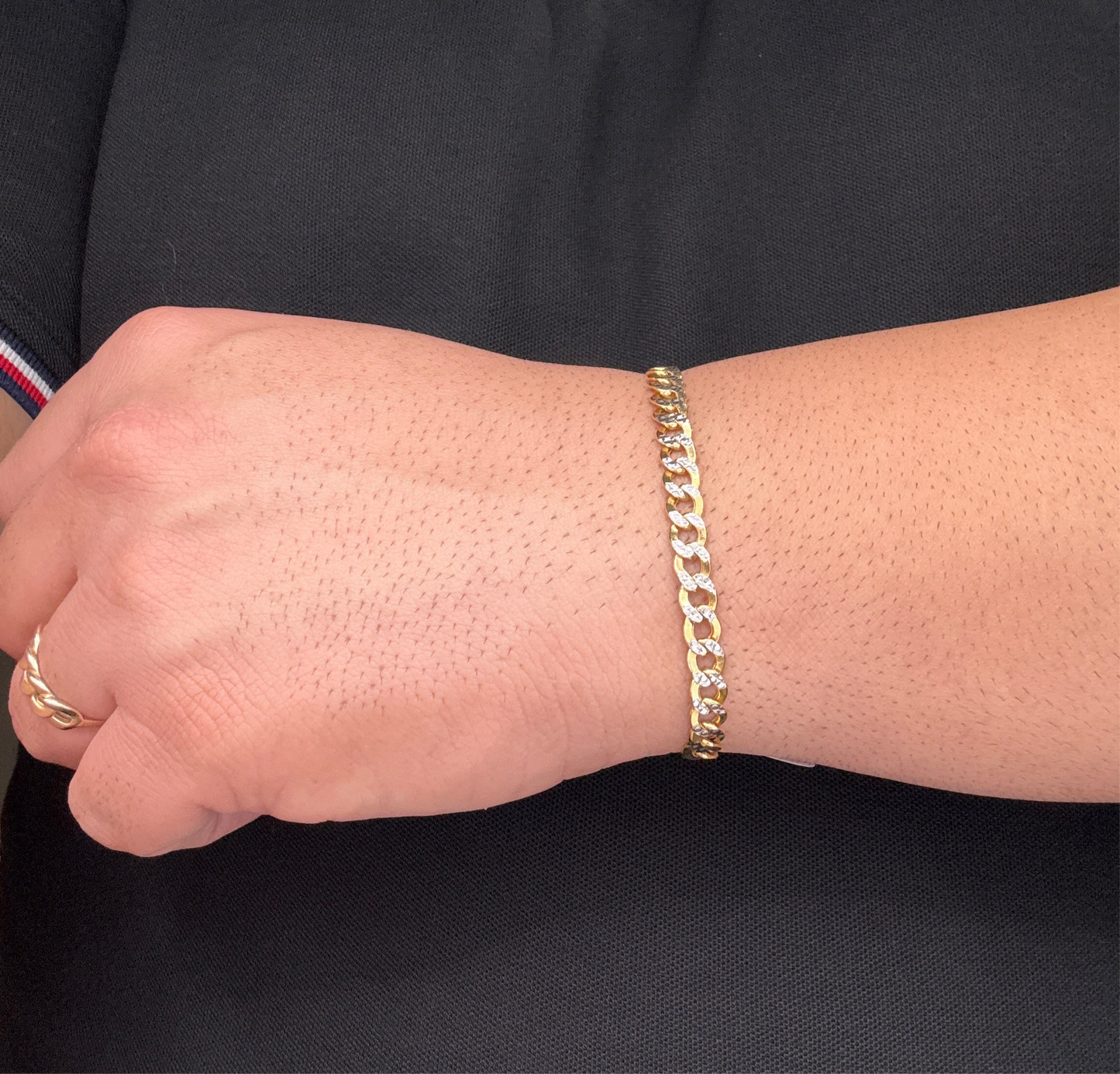 719- NEW 14K Hollow Cuban Link Bracelet (6.30mm) W.G