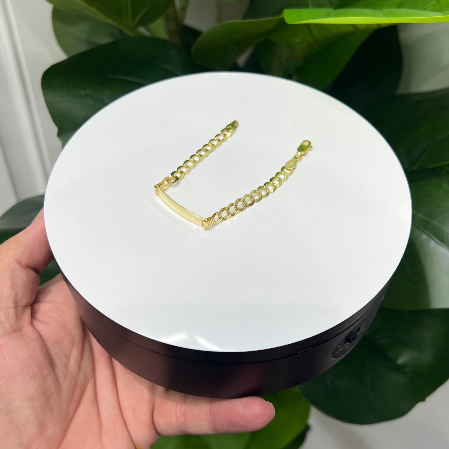 1230- NEW 14K Solid Flat Cuban Curb ID Bracelet (5.7mm) W.G