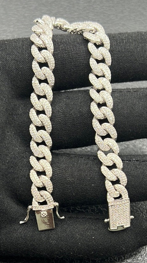 S274- Silver Cuban Link Bracelet 8”