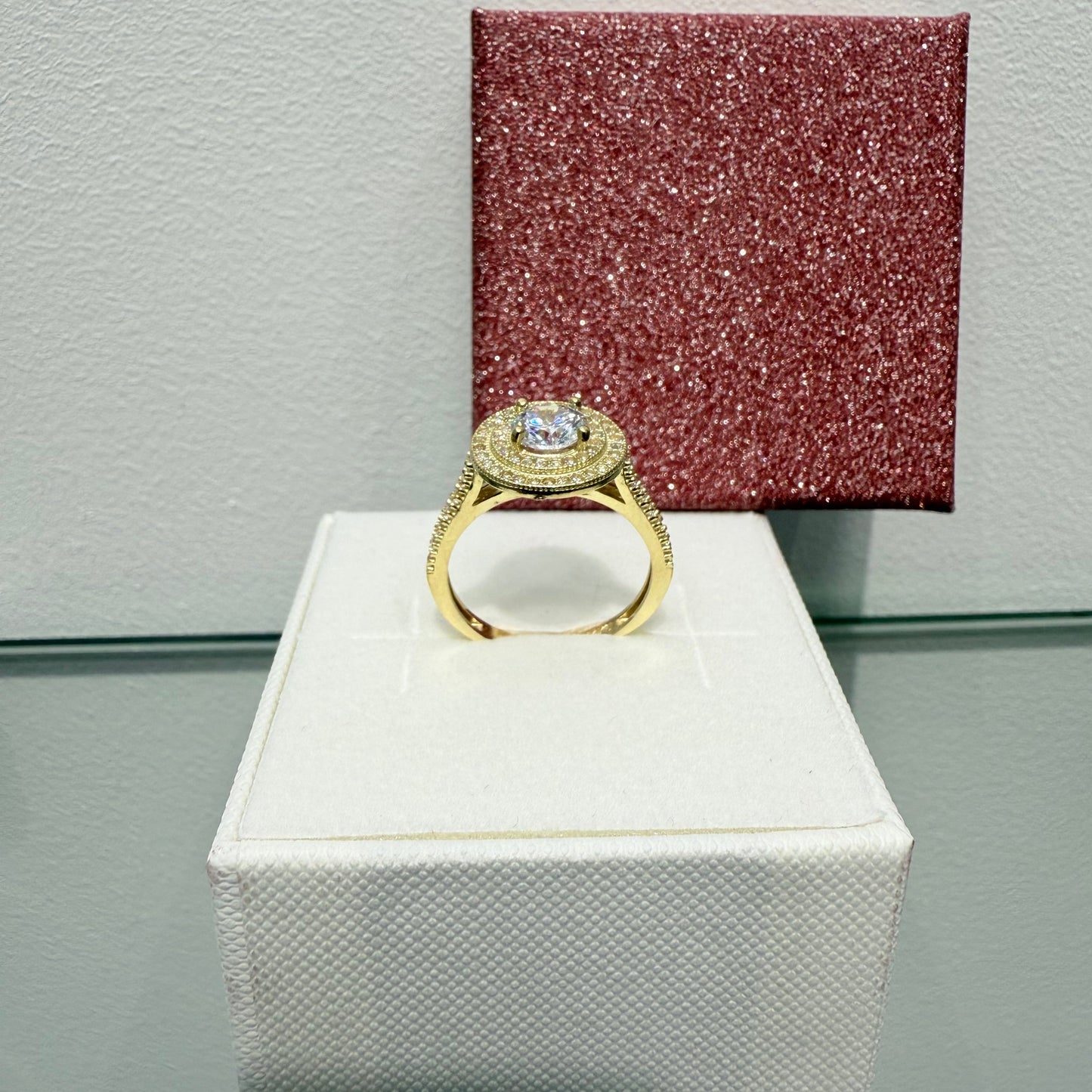 952- NEW 14K Round Full Cz Stone Wedding Ring W.G